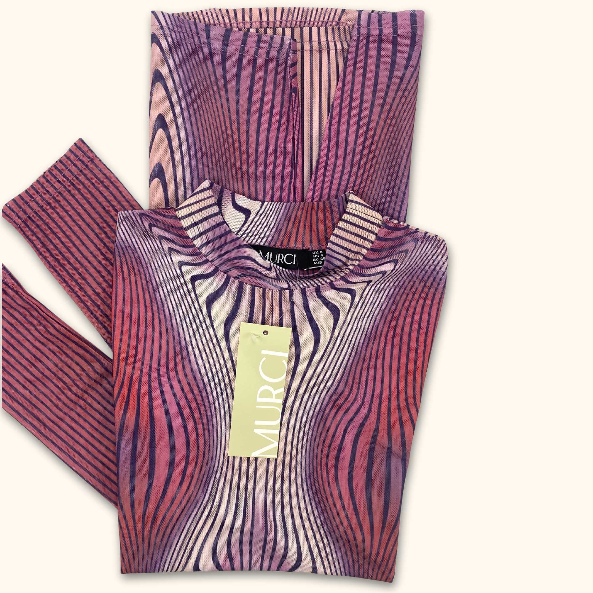 Murci Pink and Purple Mesh Bodycon Dress - Size 8 -  - Dresses