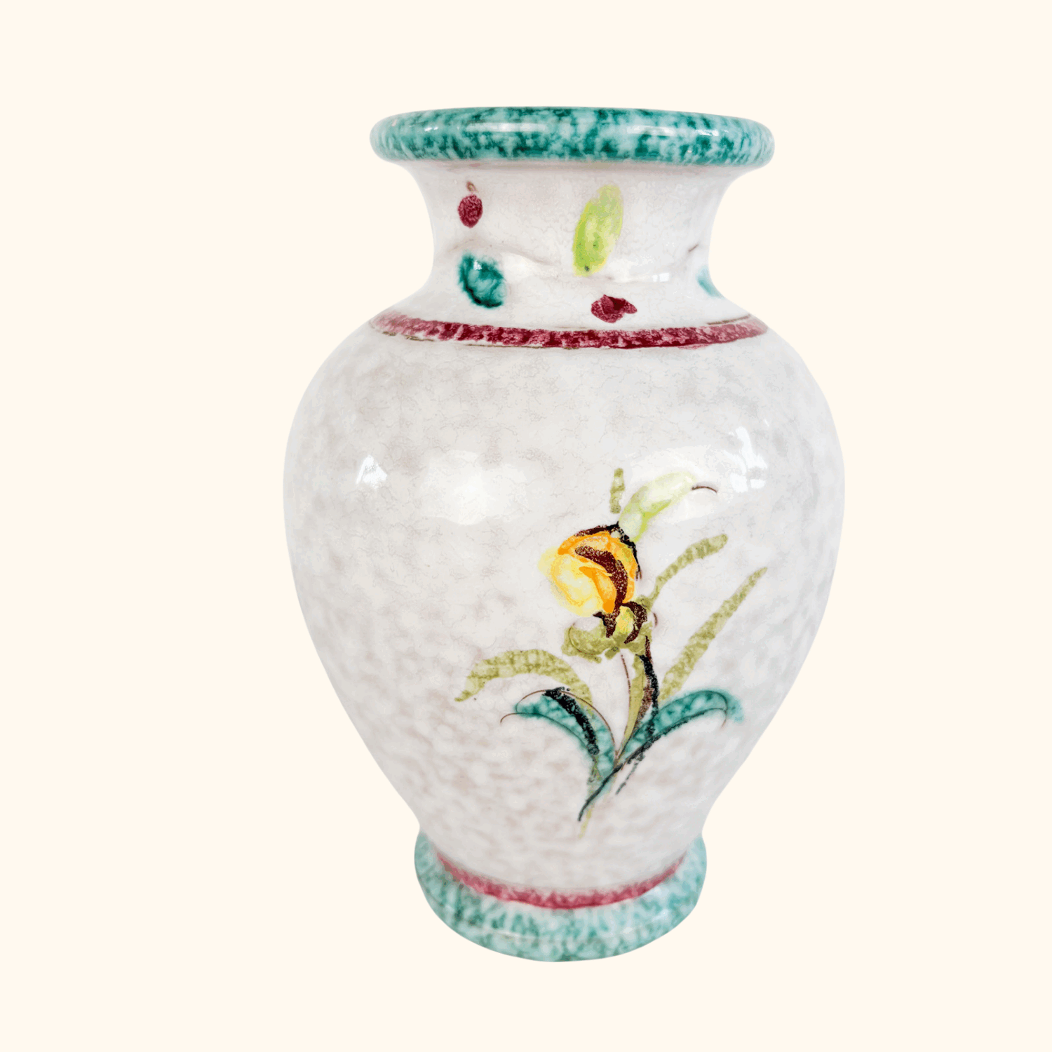 Small Vintage Italian Floral Vase Ceramic Majolica Vase Sunshine Thrift