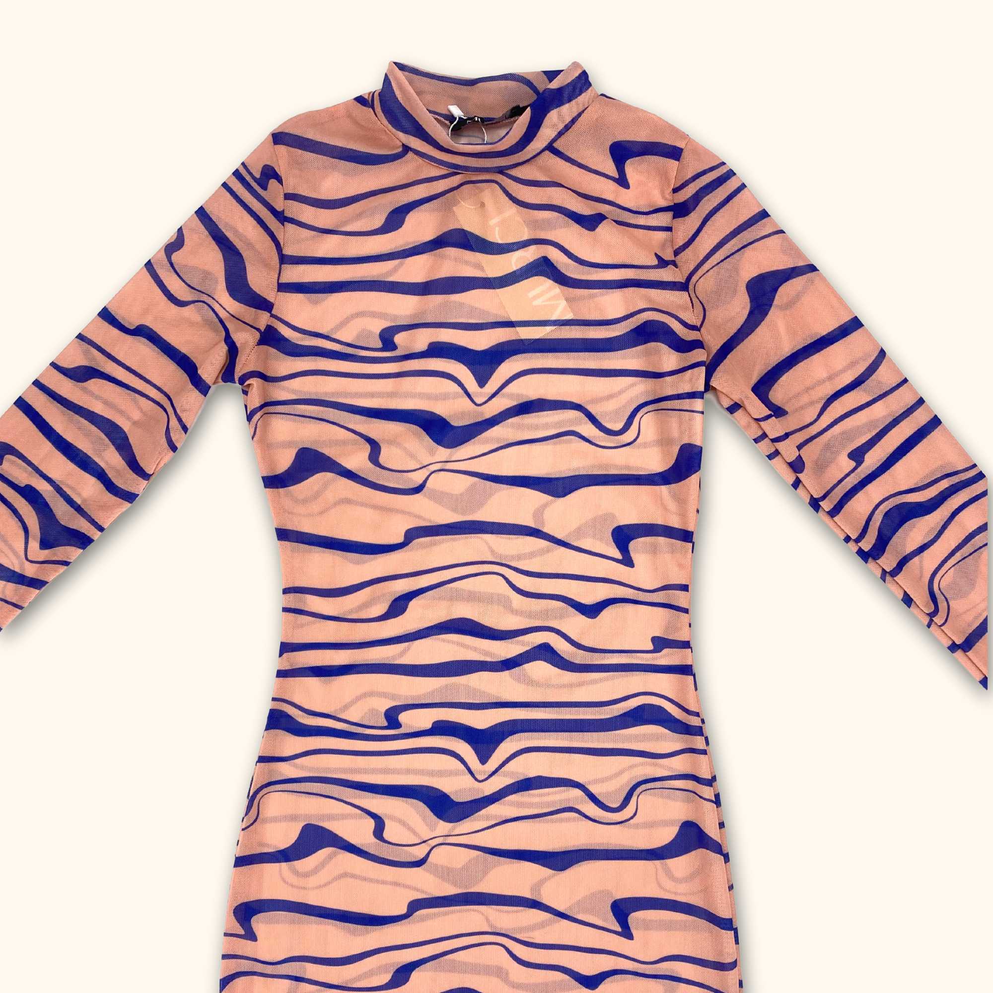 Murci Pink and Blue Bodycon Mesh Dress - Size 8 - - Dresses