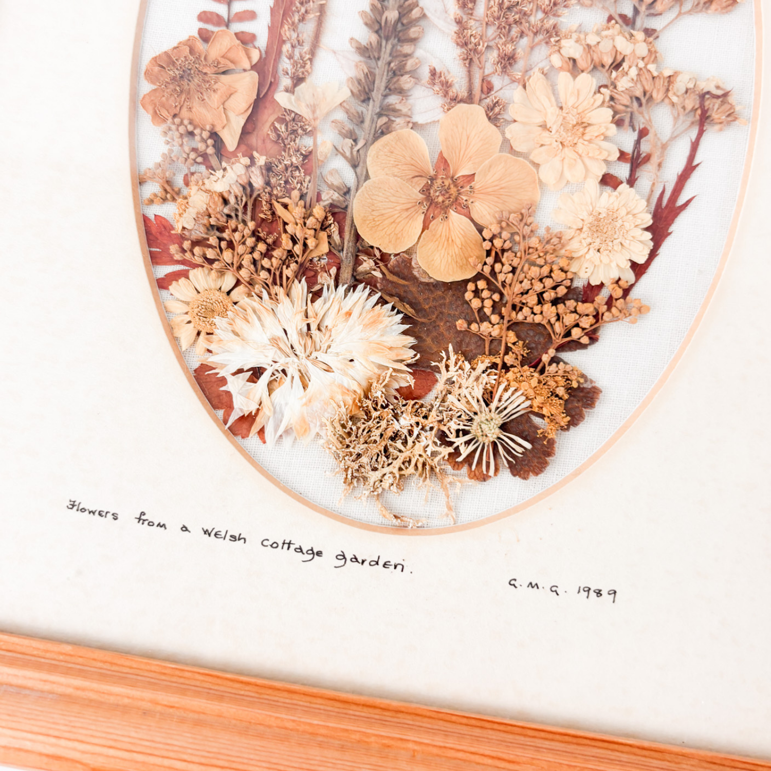 Vintage Welsh Pressed Flowers Wooden Frame Sunshine Thrift