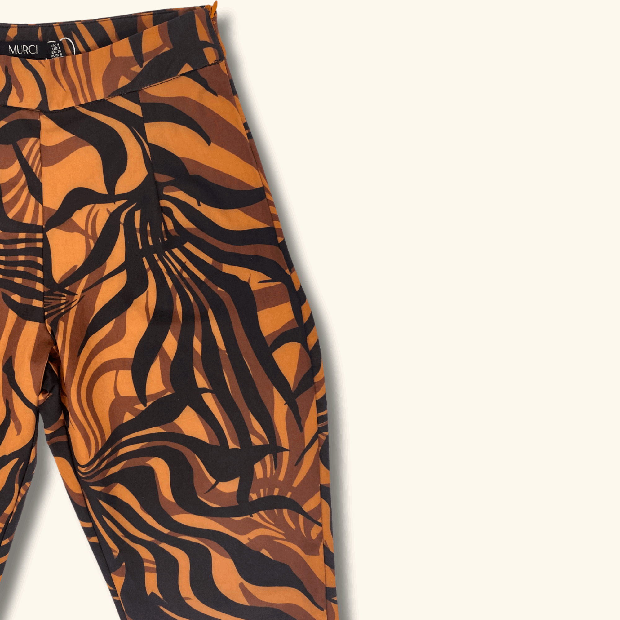 Murci High Waisted Black and Brown Flared Trousers - Size 8 -  - Trousers