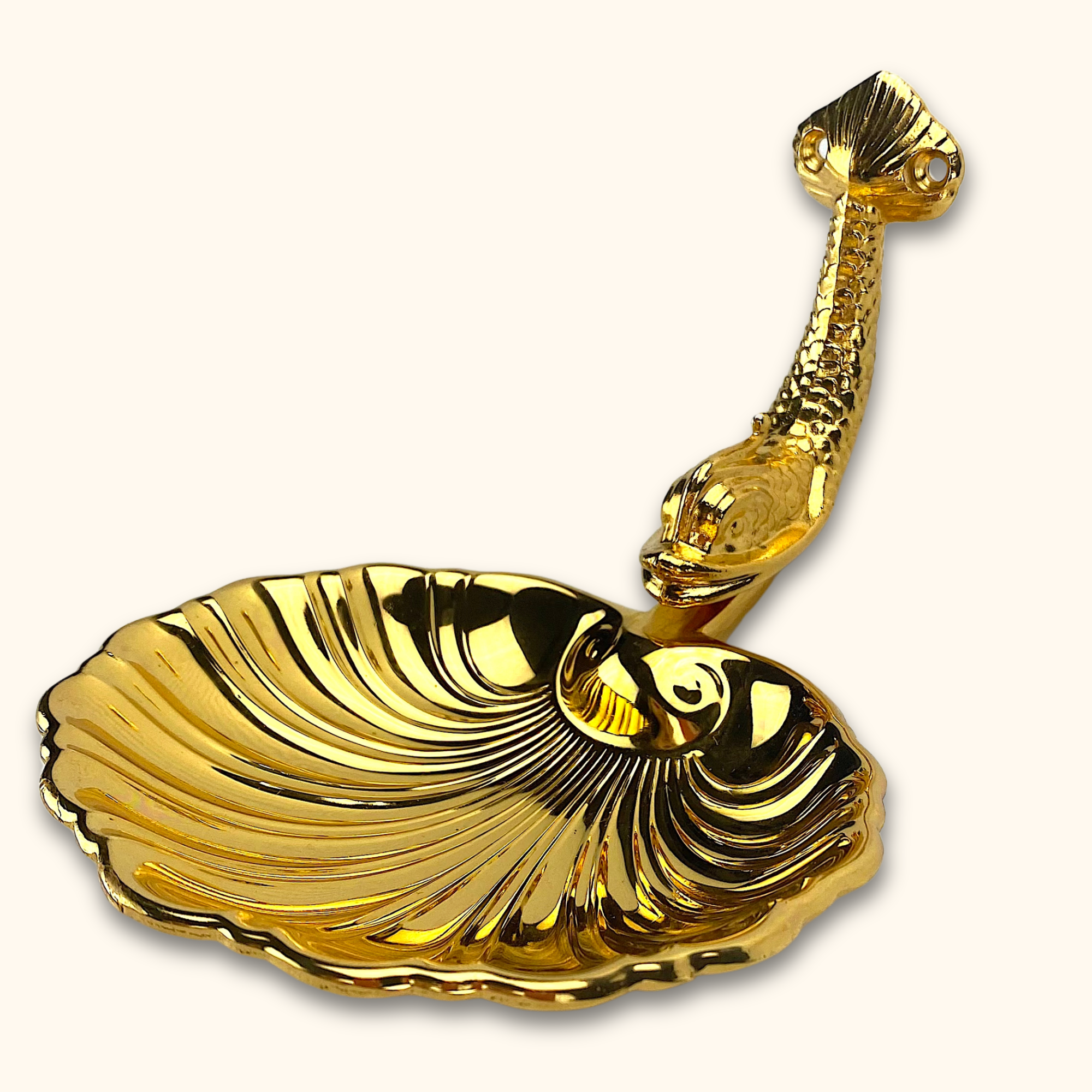 Vintage Gold Plated Dolphin Soap Dish -  - Bathroom