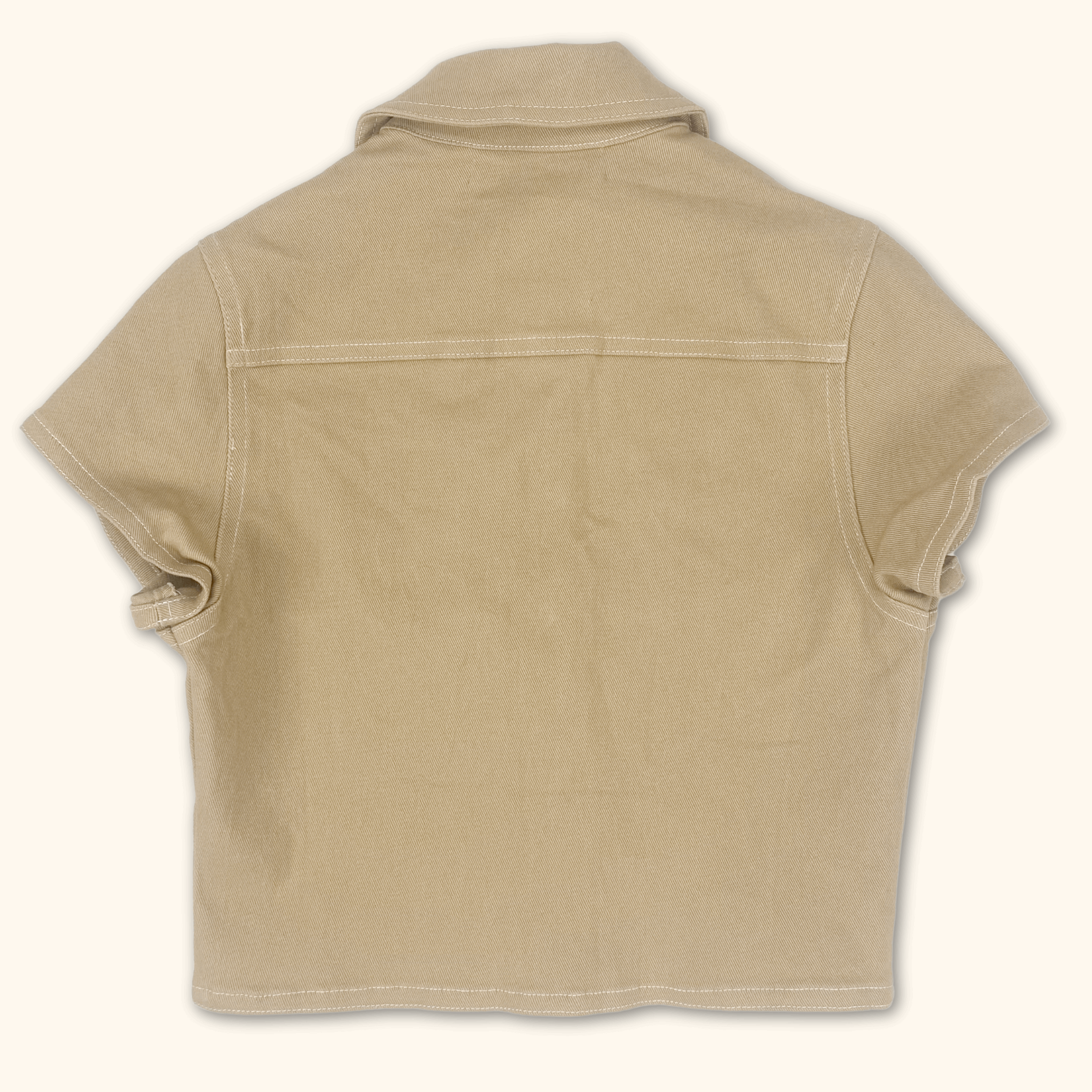 The Kript Beige Denim Crop Top - Size XS -  - Tops & Shirts