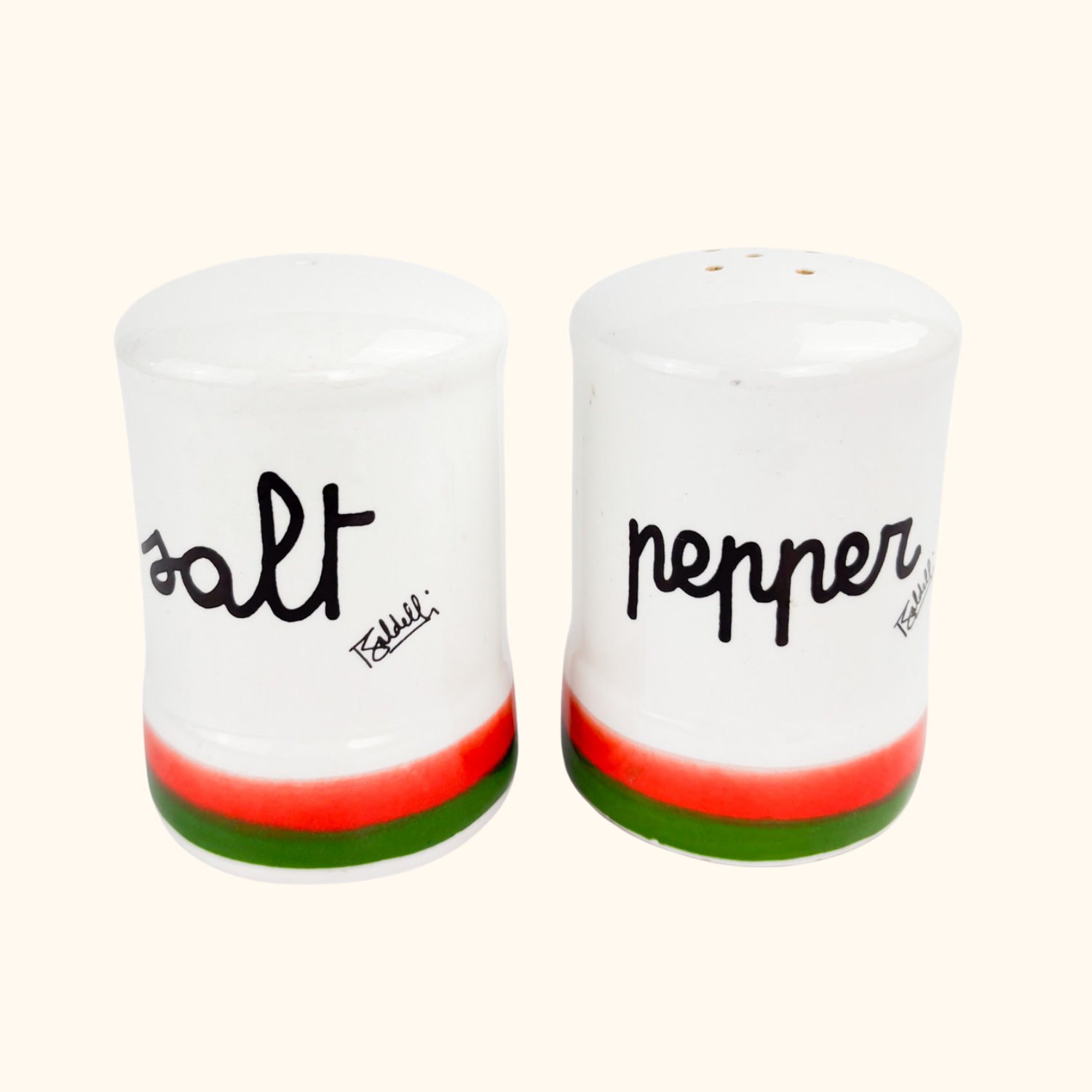 Baldelli Italy Striped Ceramic Salt and Pepper Shakers - - Kitchenware