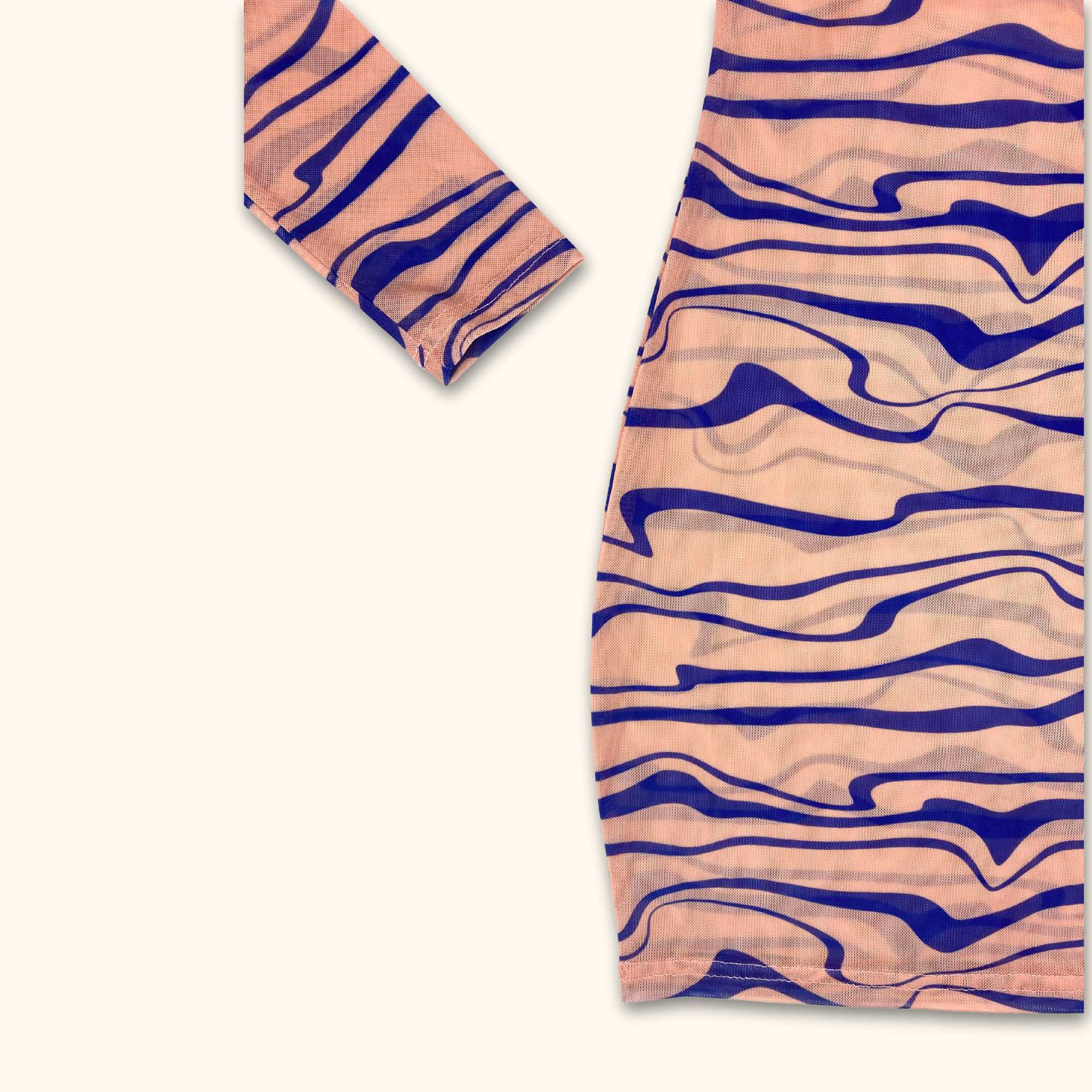 Murci Pink and Blue Bodycon Mesh Dress - Size 8 - - Dresses