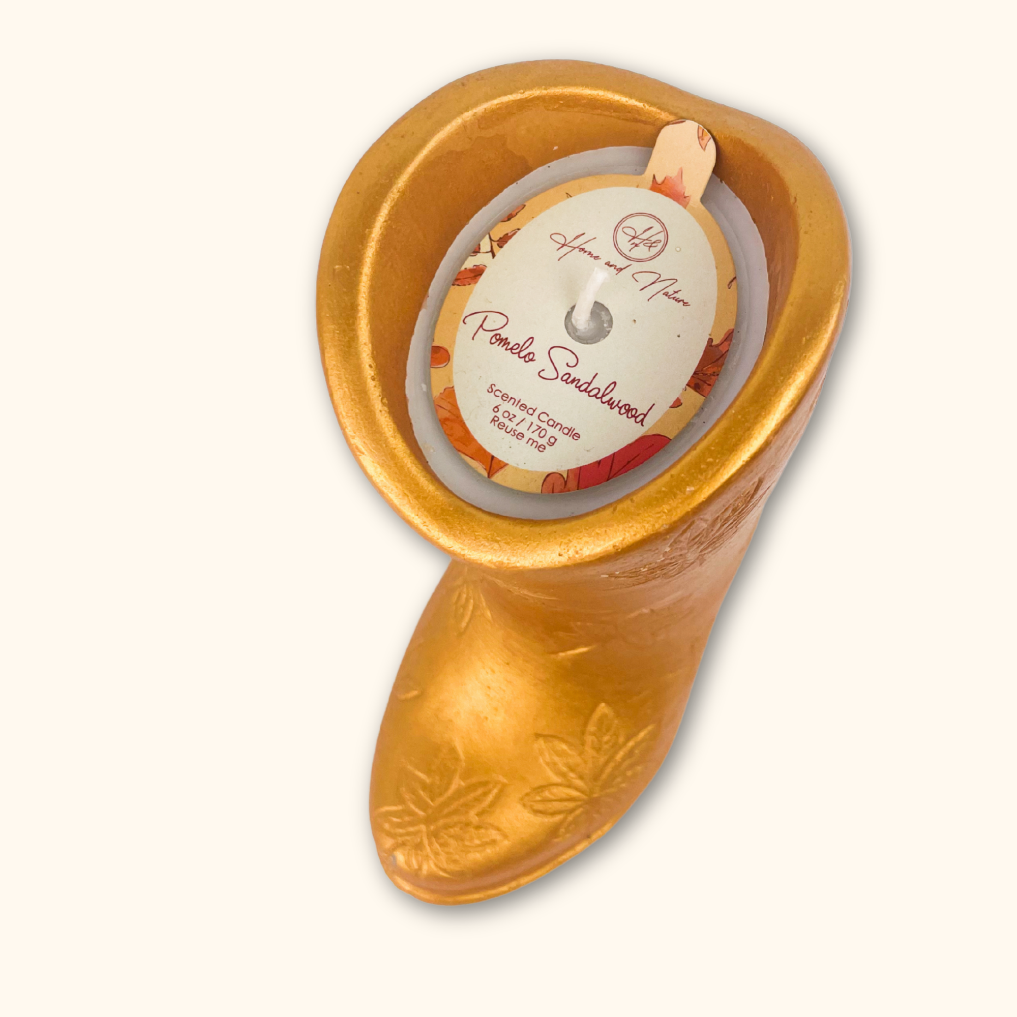 Gold Cowboy Boot Scented Candle Sunshine Thrift