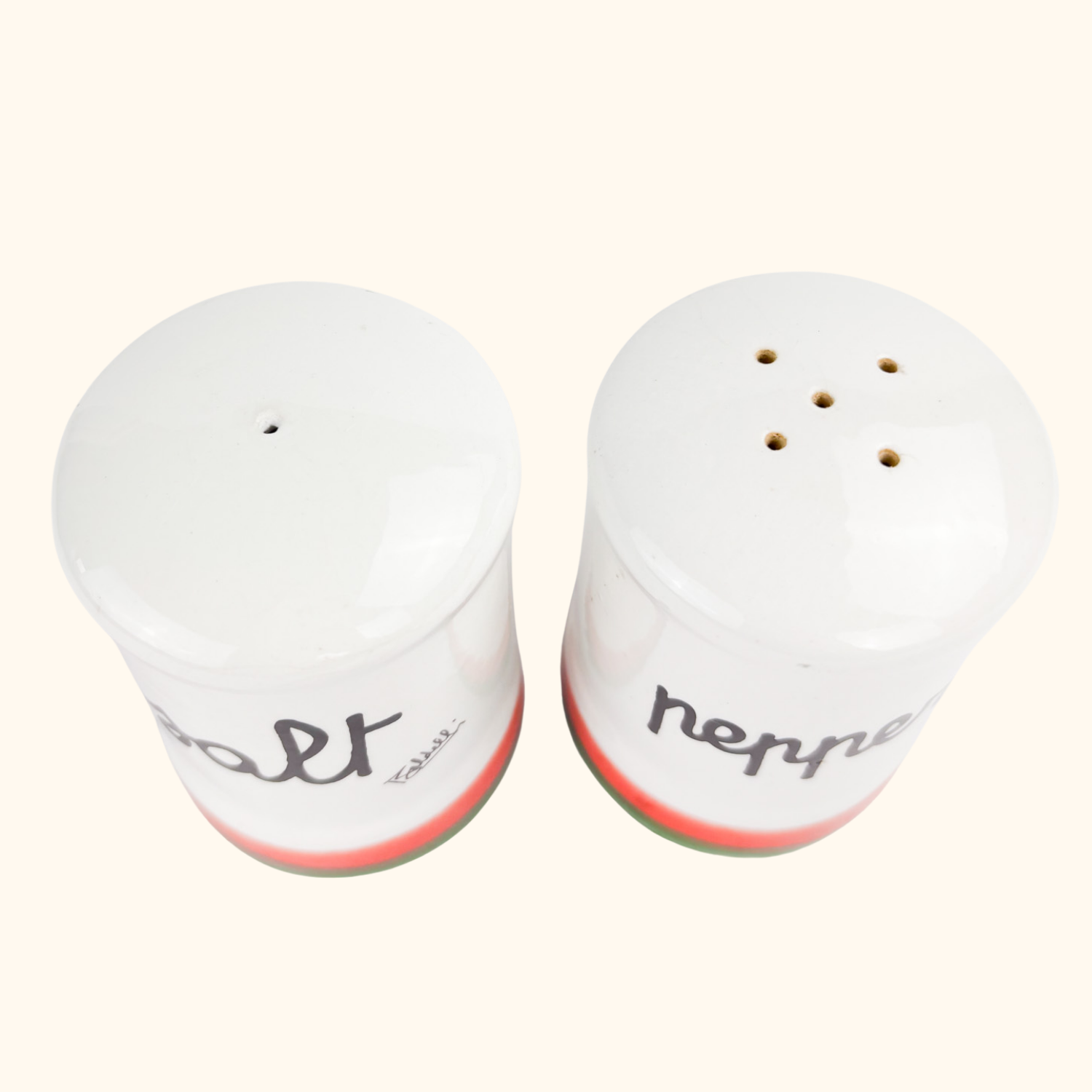 Baldelli Italy Striped Ceramic Salt and Pepper Shakers - - Kitchenware