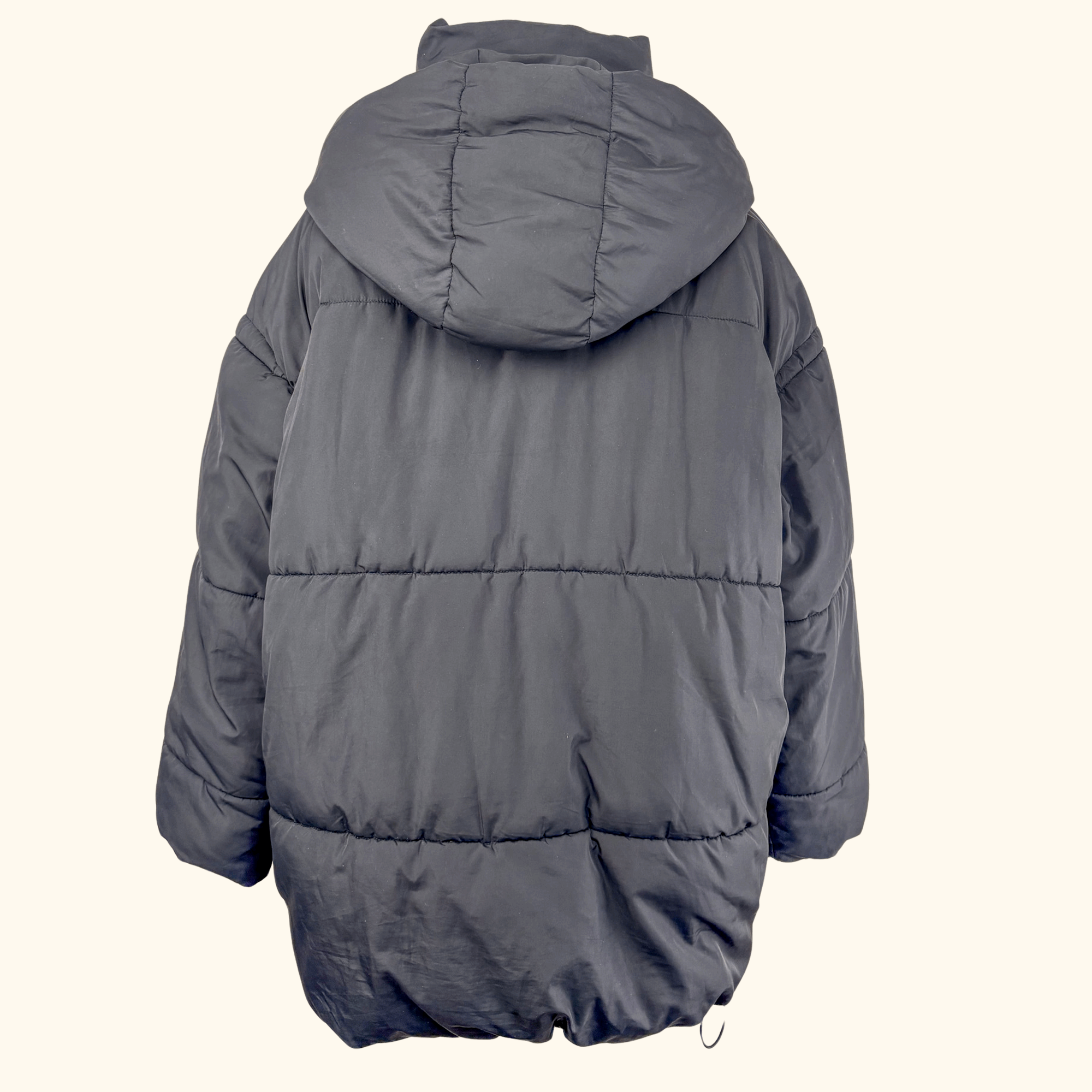 Monki Black Padded Hooded Puffer Coat - Size Medium