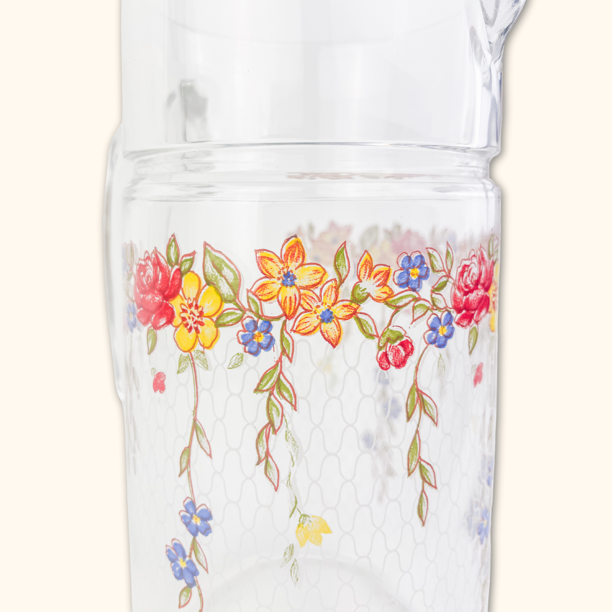 Floral Glass Pitcher Jug - - Decoration