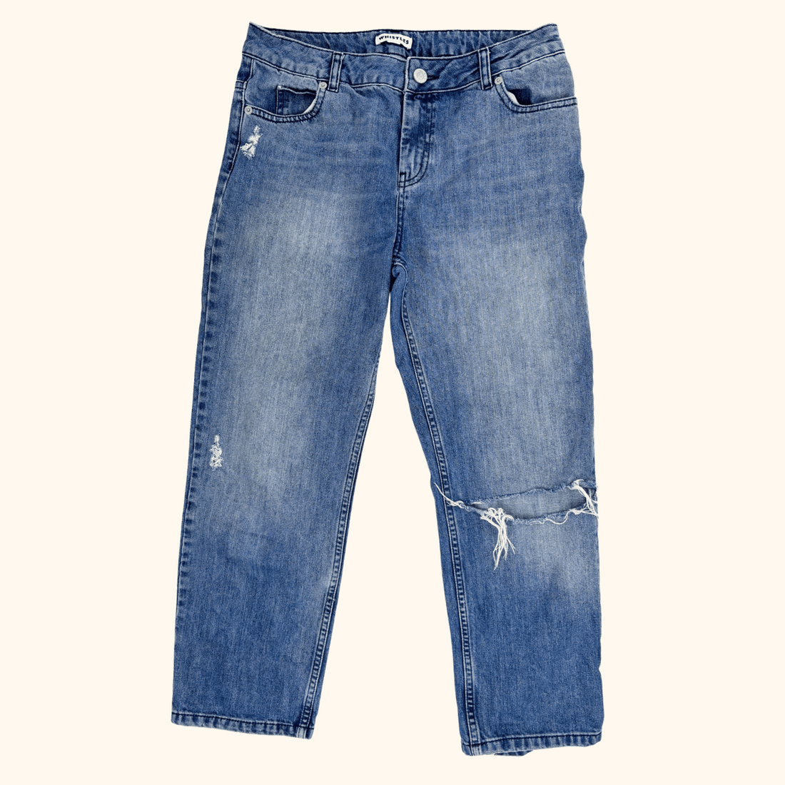 Whistles Distressed Cropped Straight Leg Jeans - Size 29inch Whistles