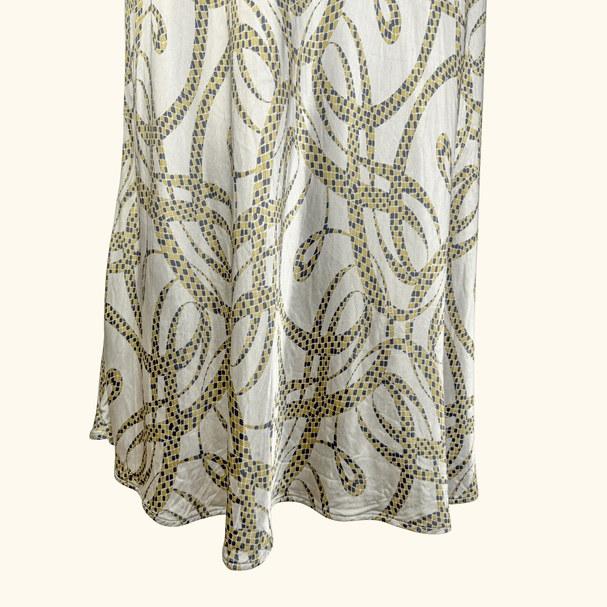 Richard Allen x H&M Khaki Patterned Satin Midi Skirt - Size 16