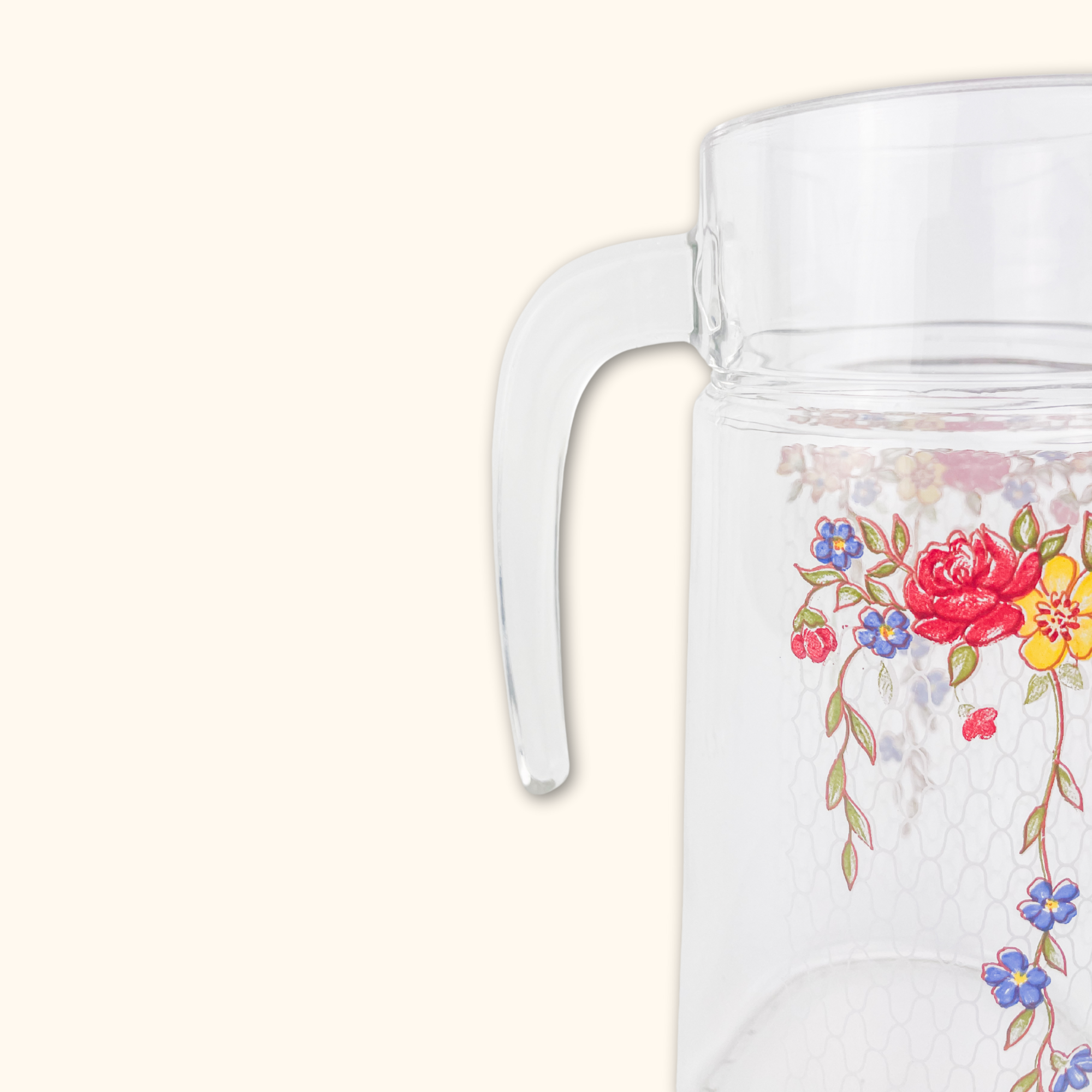 Floral Glass Pitcher Jug - - Decoration