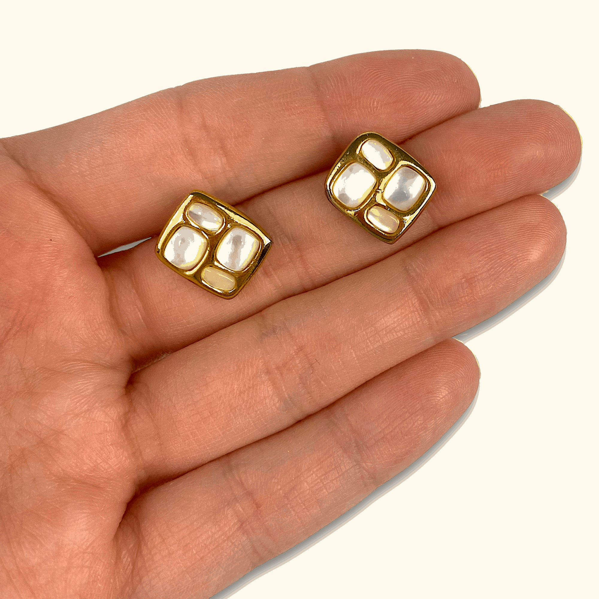 Gold Art Deco Retro Stud Earrings -  - Jewellery