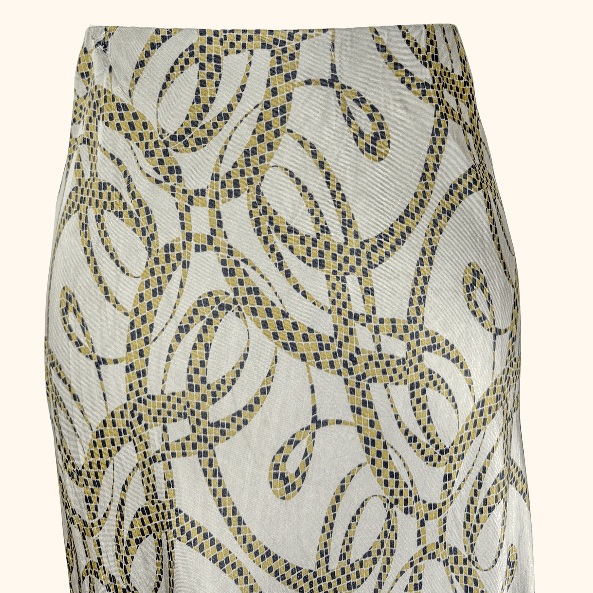 Richard Allen x H&M Khaki Patterned Satin Midi Skirt - Size 16