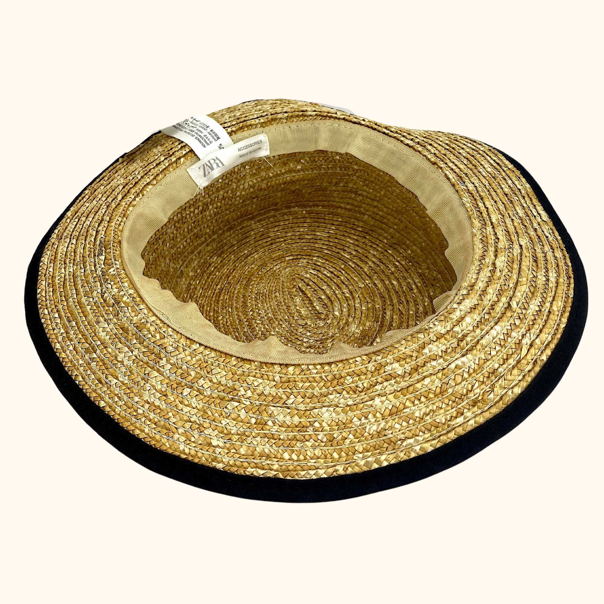 Zara Round Woven Straw Boaters Hat - - Hats