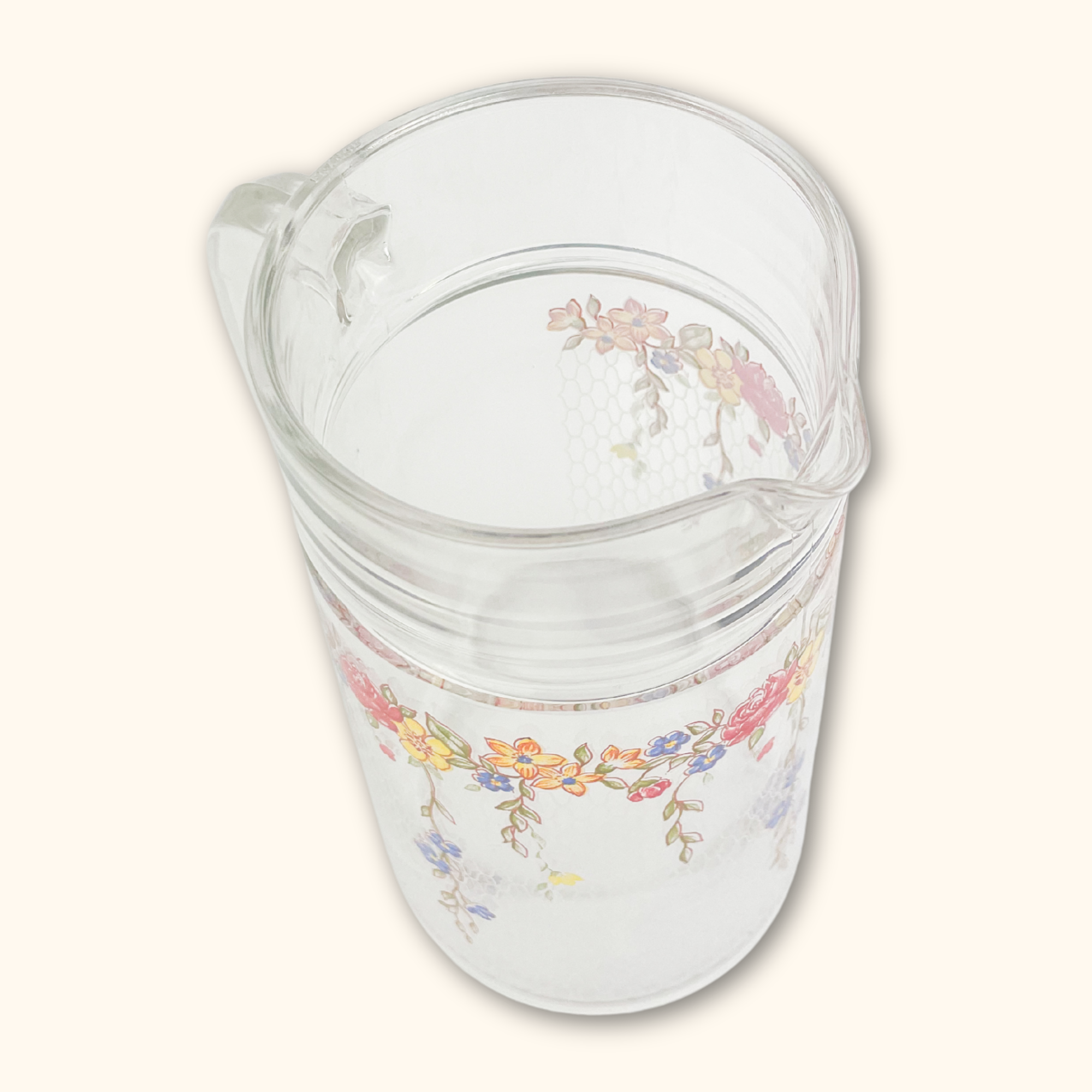 Floral Glass Pitcher Jug - - Decoration