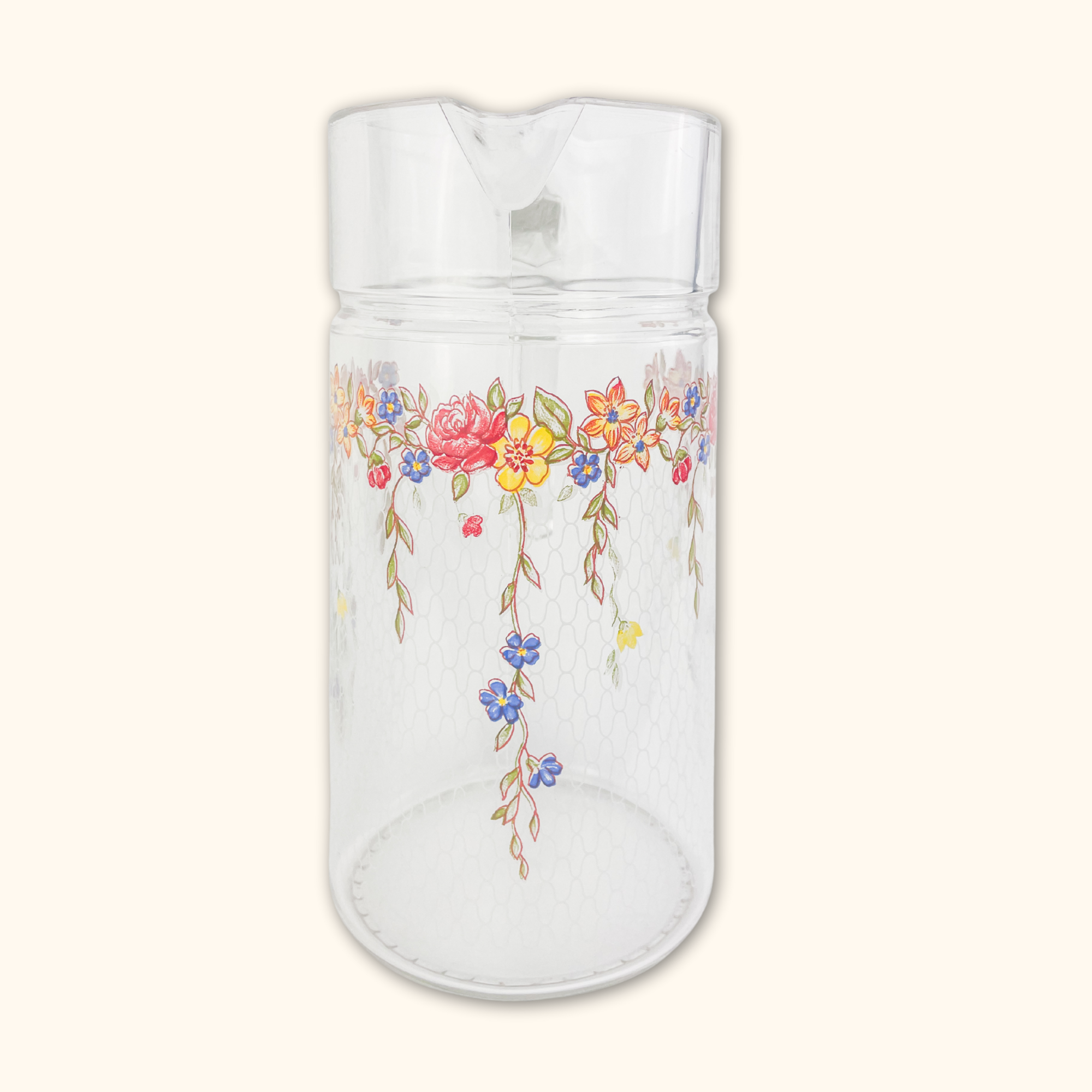 Floral Glass Pitcher Jug - - Decoration