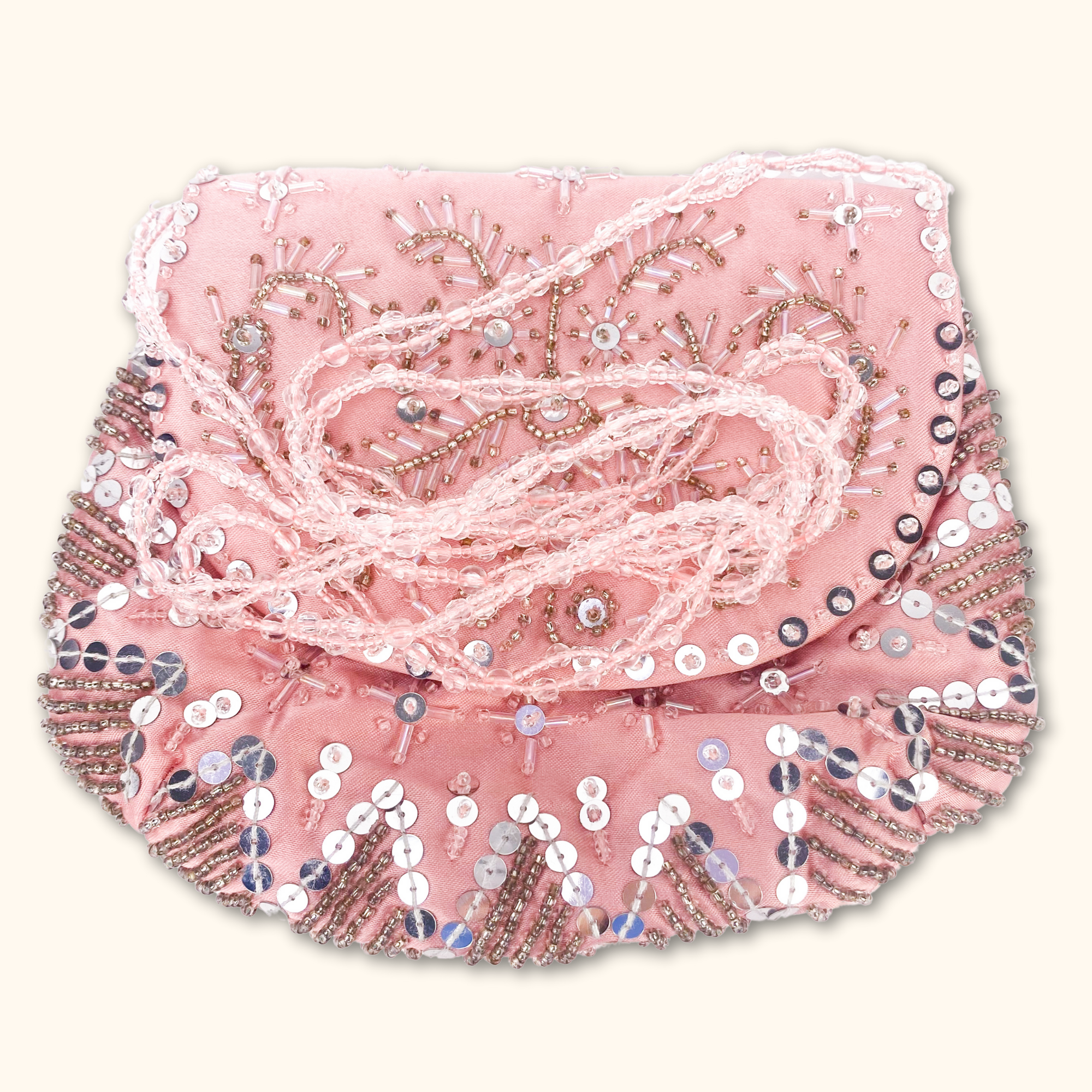 Pink Beaded Crossbody Bag - - Bags