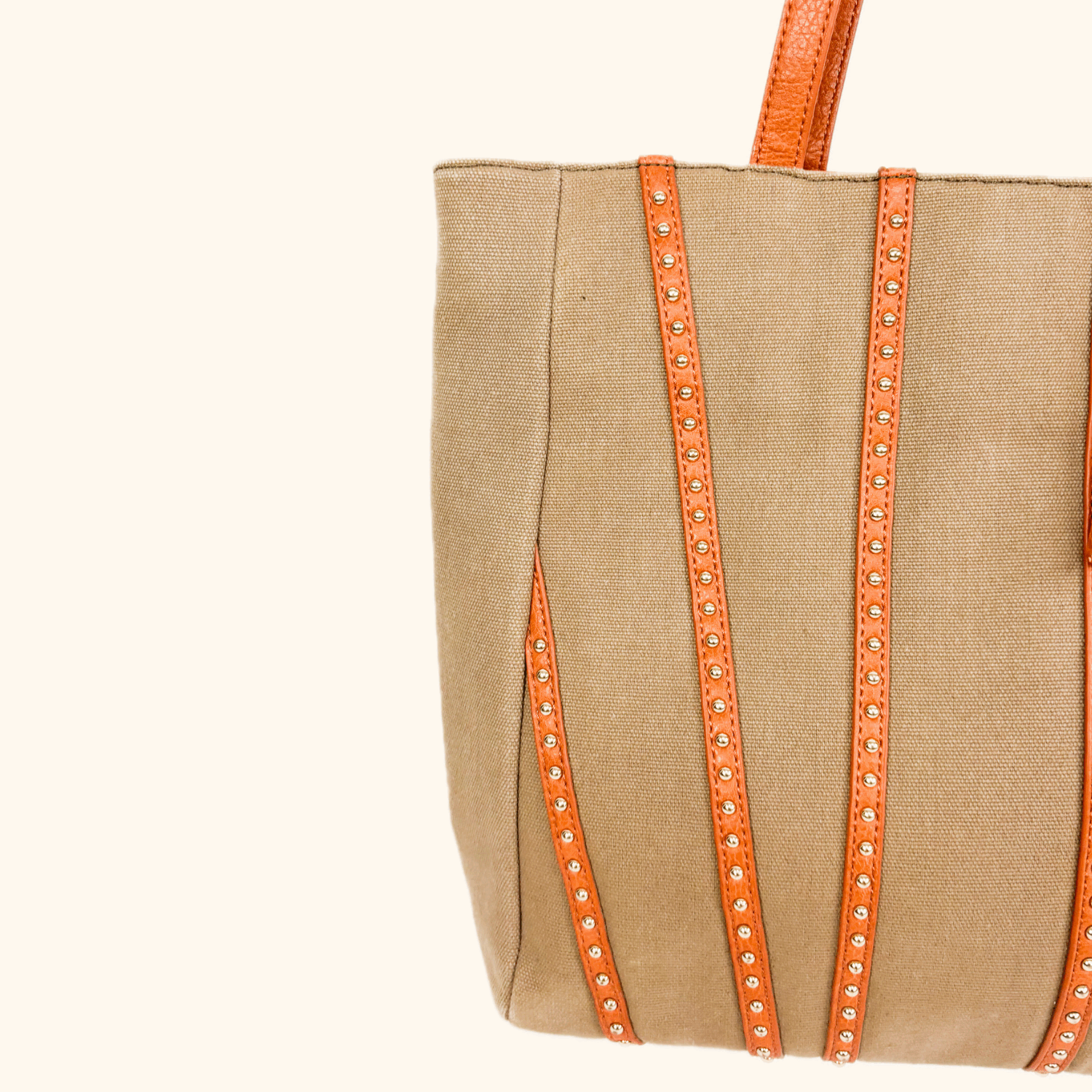 Sole Society Canvas Leather Brown Shopper Tote Bag Sole Society