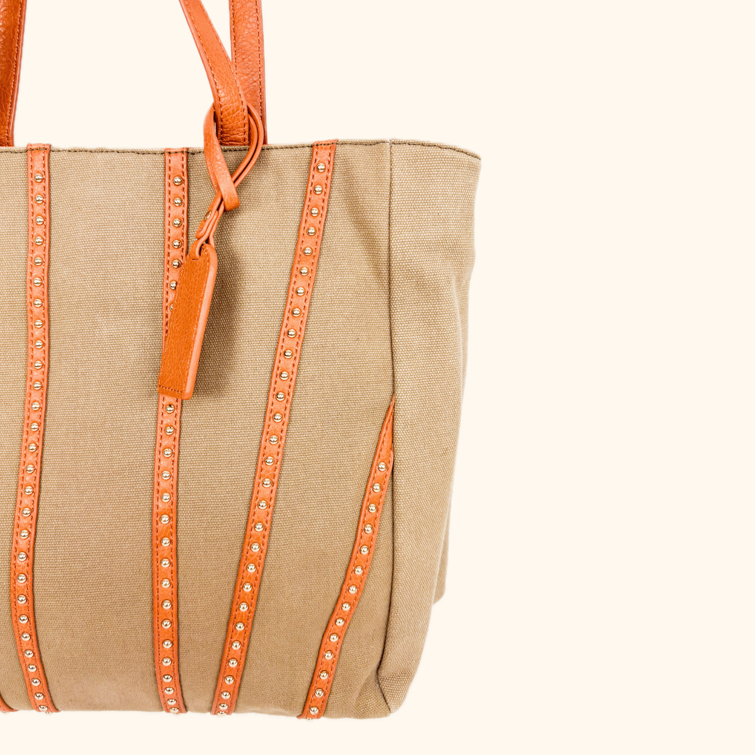 Sole Society Canvas Leather Brown Shopper Tote Bag Sole Society