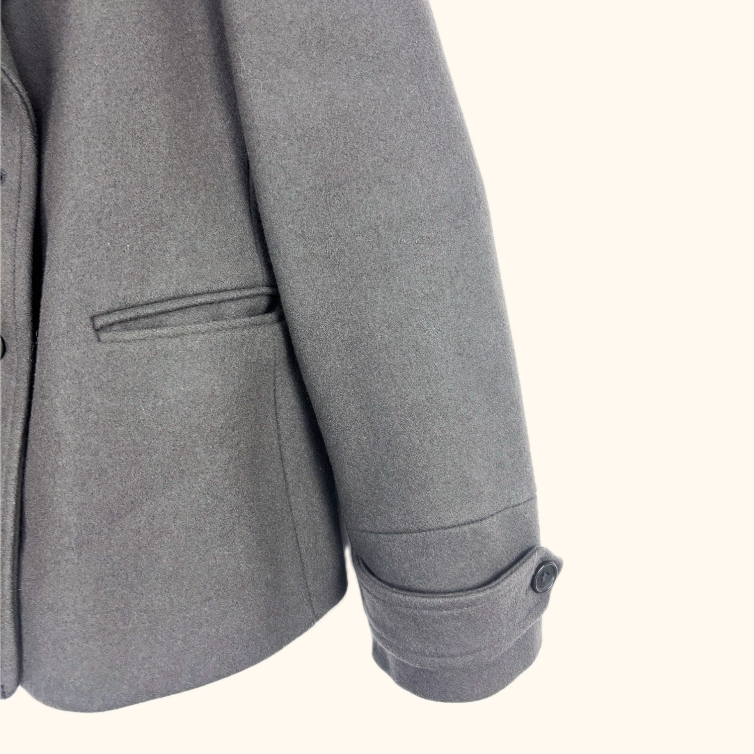 Reiss Dark Grey Double Breasted Wool Blend Peacoat - Size Medium Reiss