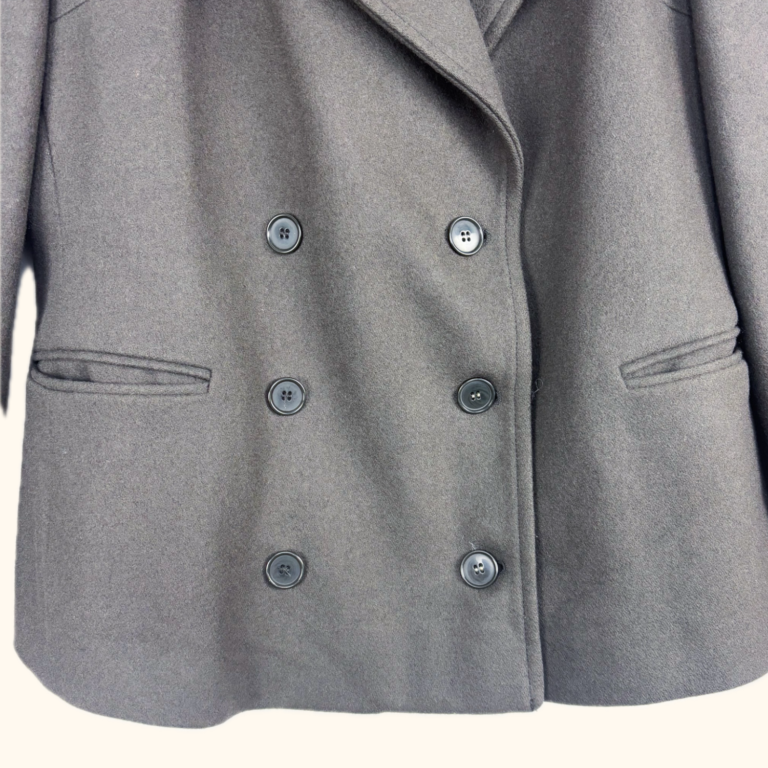 Reiss Dark Grey Double Breasted Wool Blend Peacoat - Size Medium Reiss
