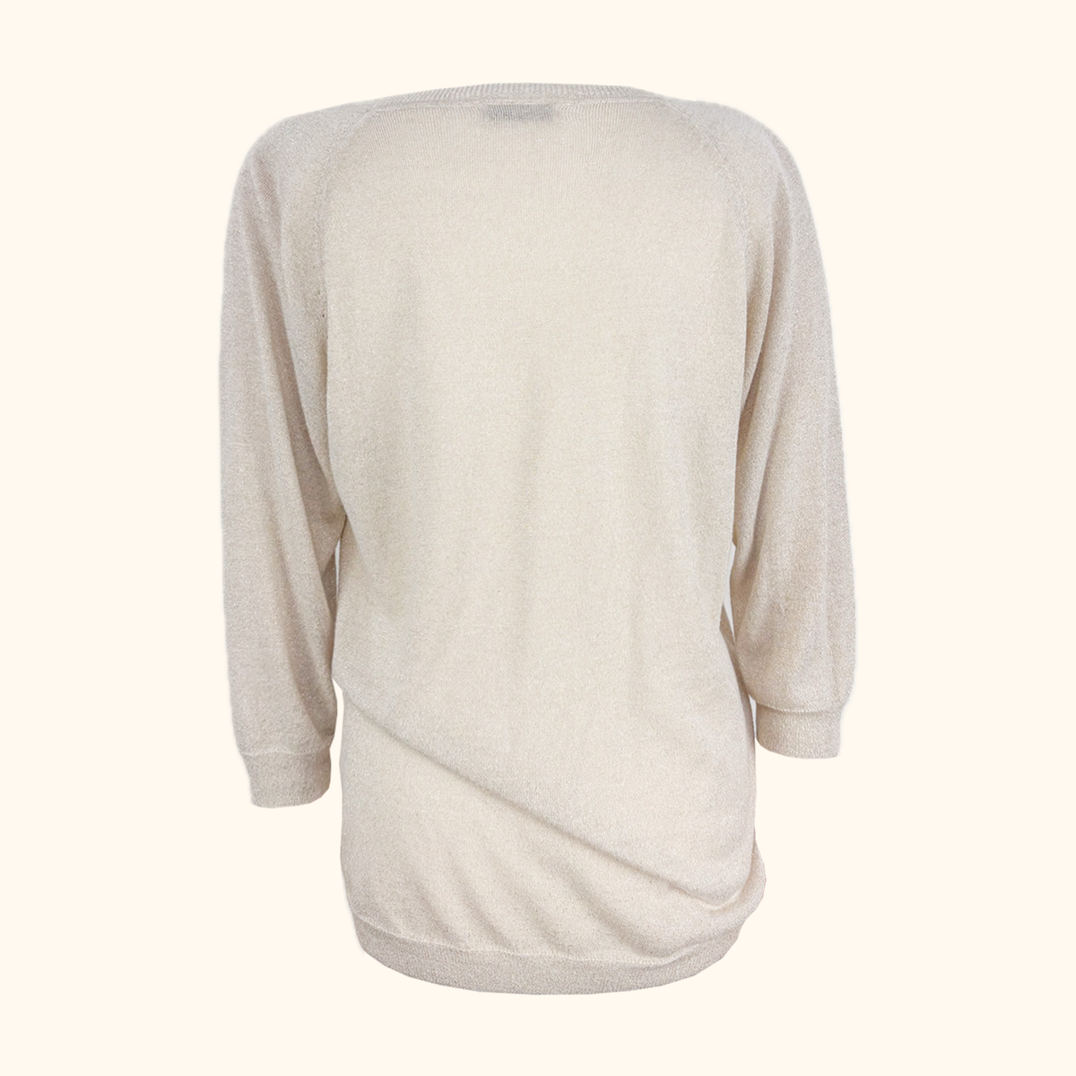 Whistles Cream Metallic Long Sleeve Top - Size 10