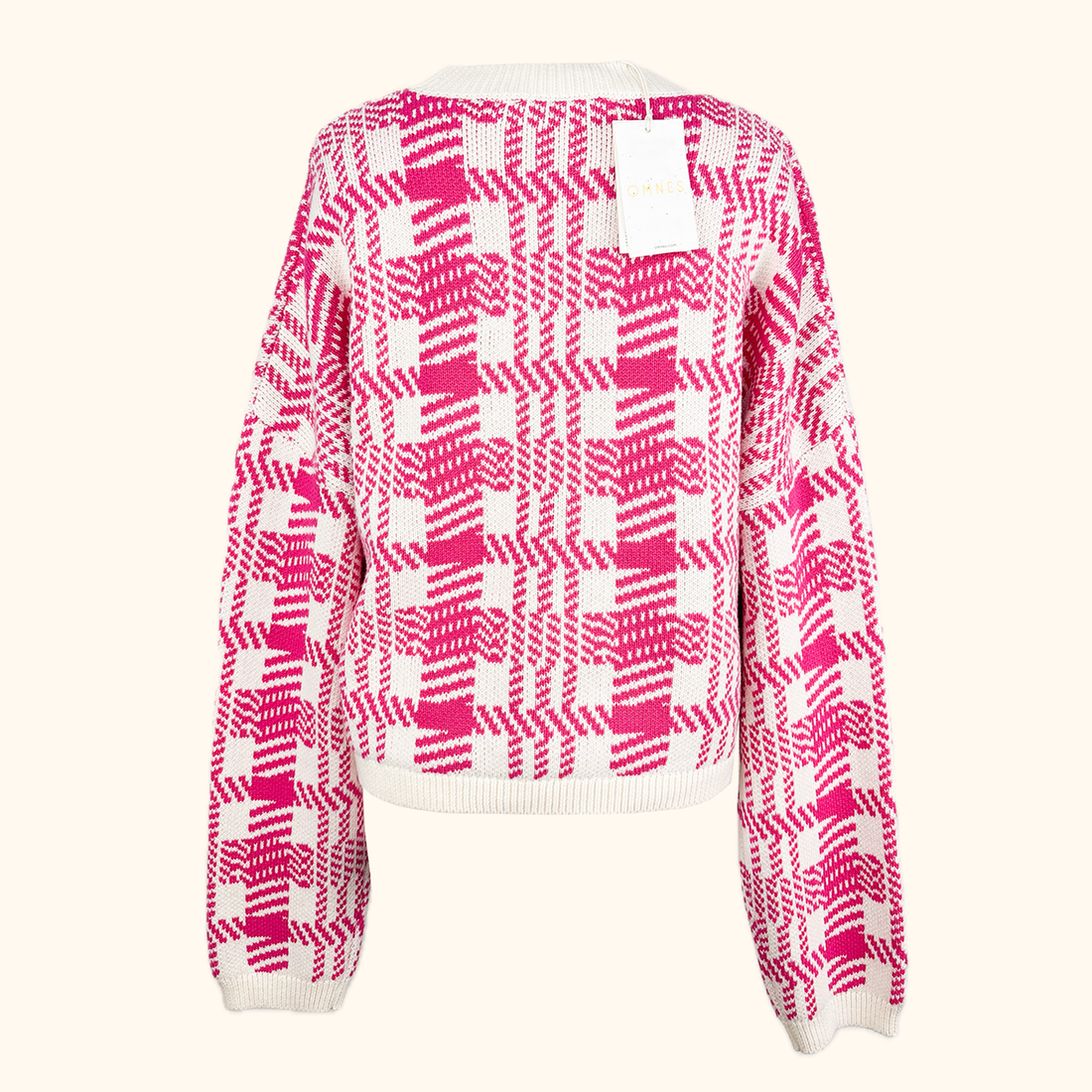 Omnes Pink Check Cotton Jumper - Size XL Omnes