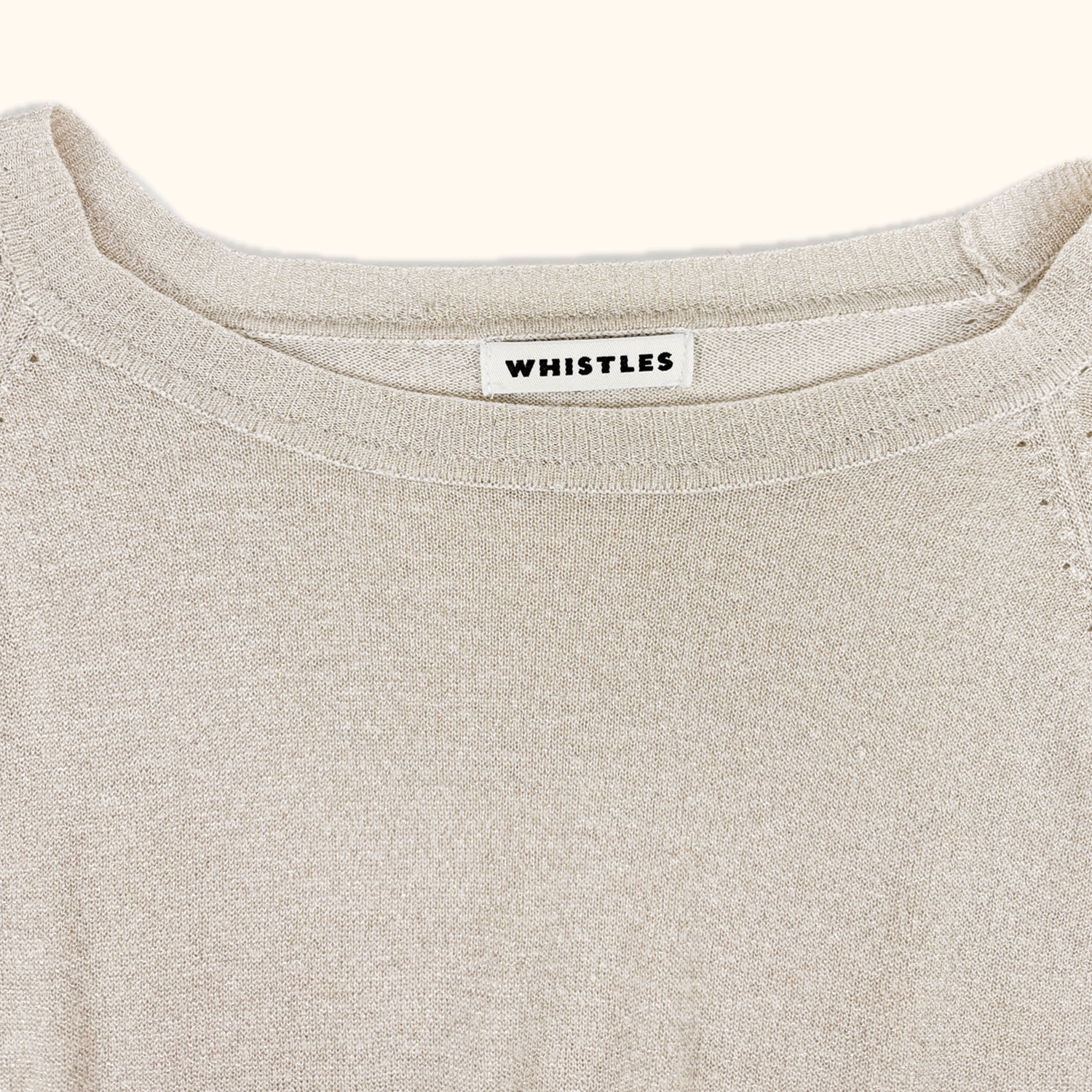 Whistles Cream Metallic Long Sleeve Top - Size 10 Whistles