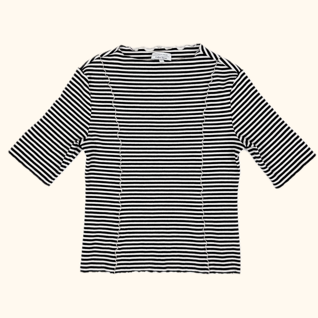 & Other Stories Striped Stretch Frill Top - Size Large & Other Stories