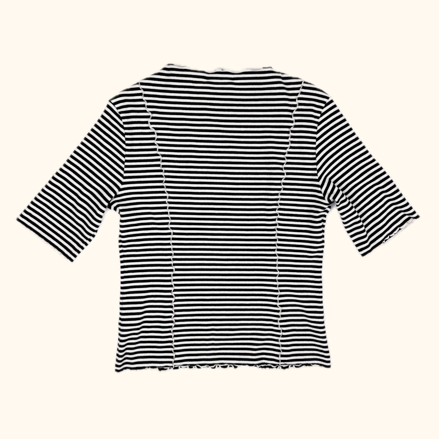& Other Stories Striped Stretch Frill Top - Size Large