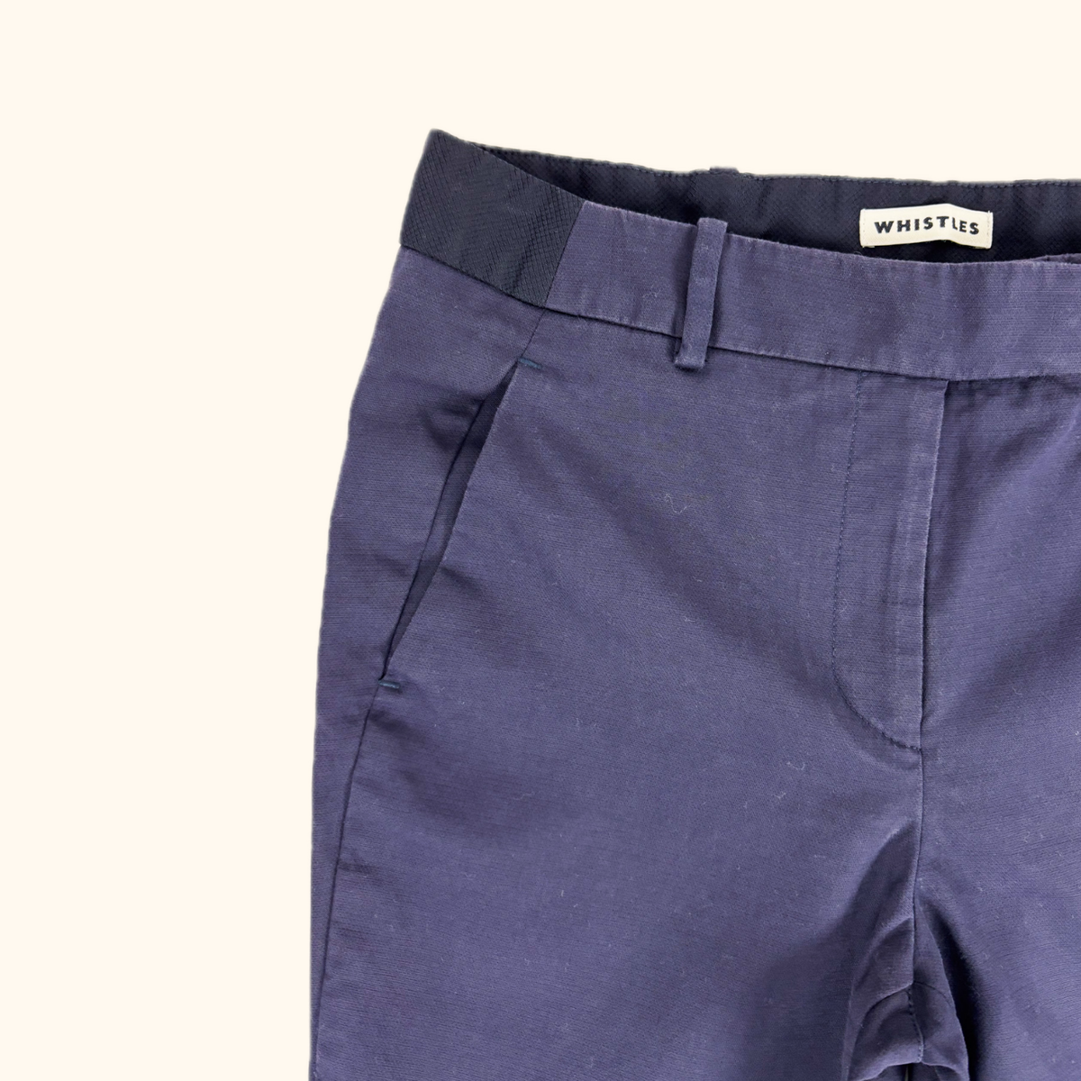 Whistles Navy Blue Slim Tailored Trousers - Size 8