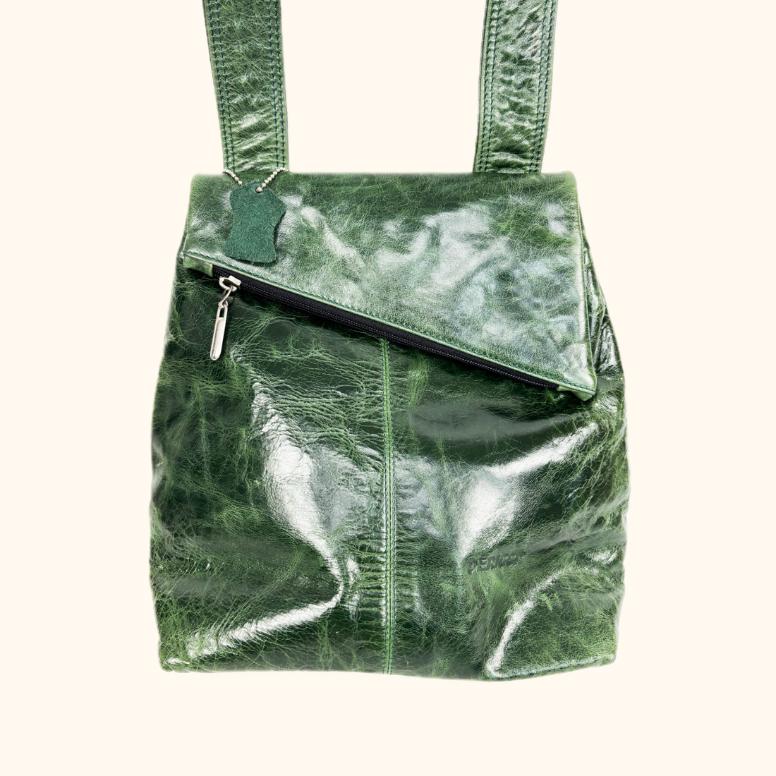 Dericci Emerald Green Leather Fold Over Shoulder Bag Dericci