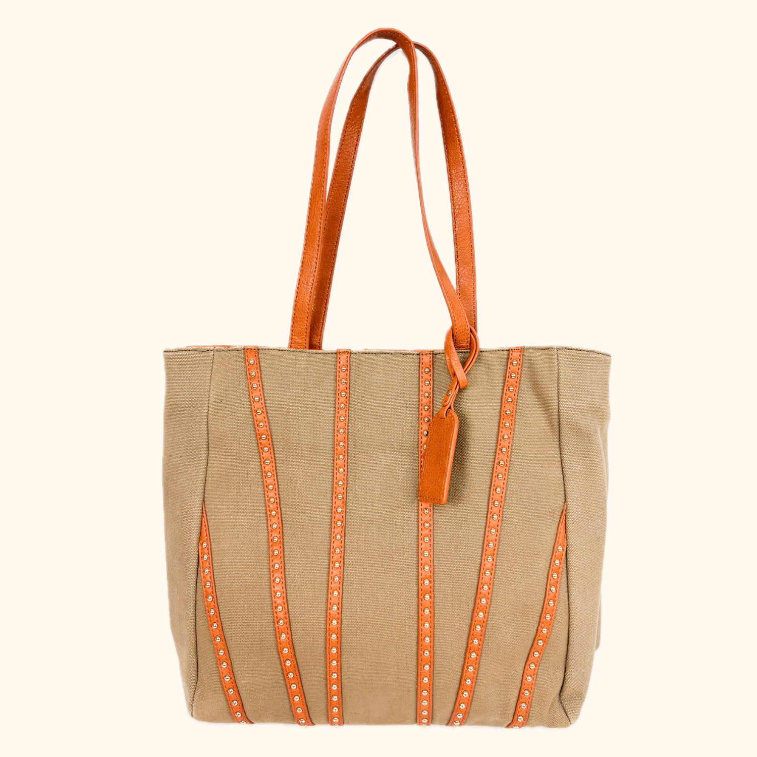 Sole Society Canvas Leather Brown Shopper Tote Bag Sole Society