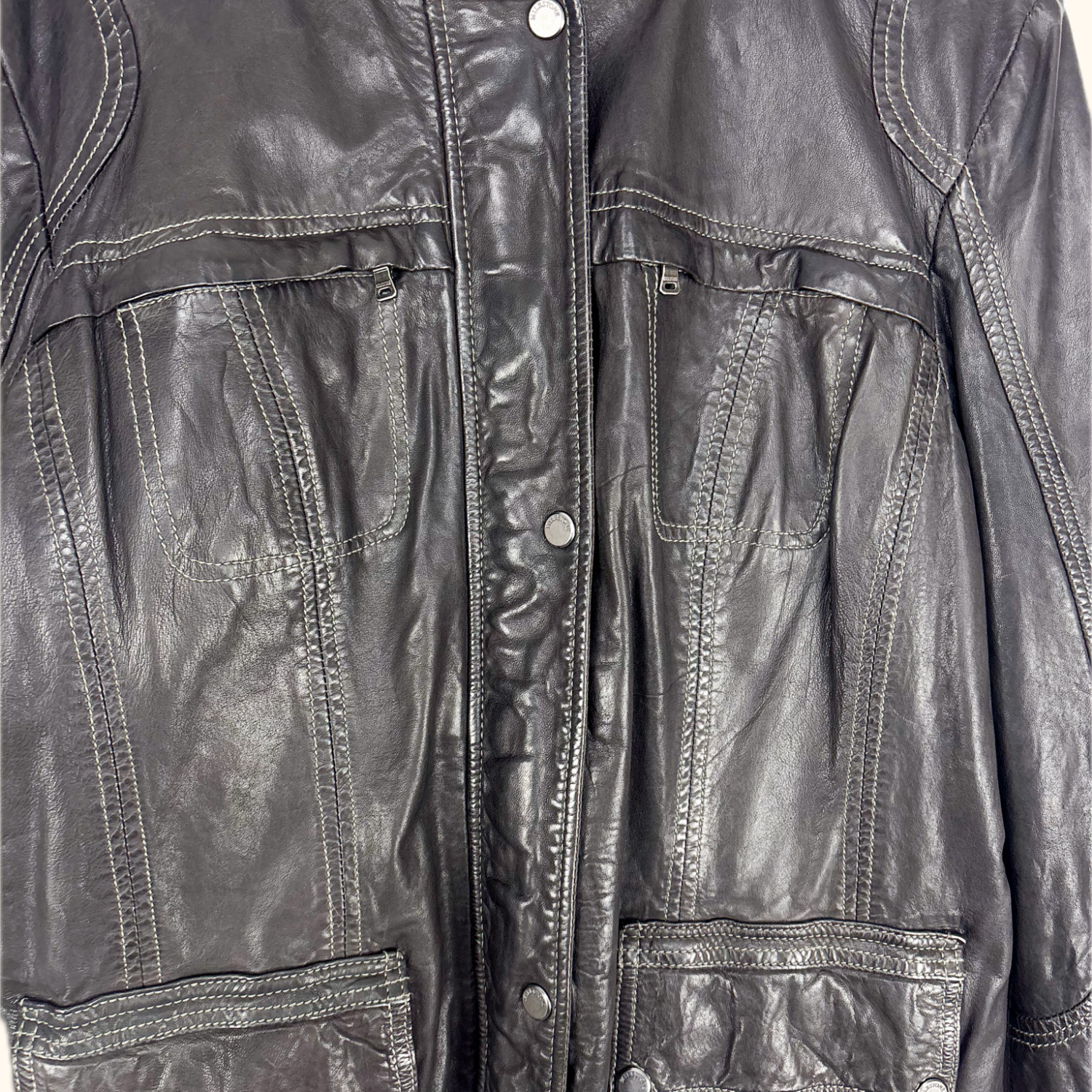 Milestone Hooded Leather Biker Jacket - Size Small Milestone