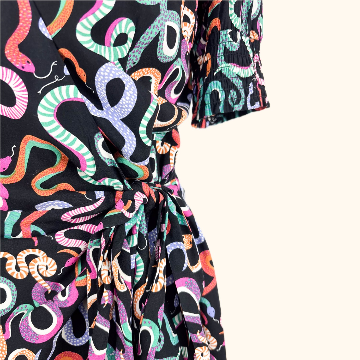 Joanie Savannah Multi Snake Print Wrap Midi Dress - Size 10 - - Dresses