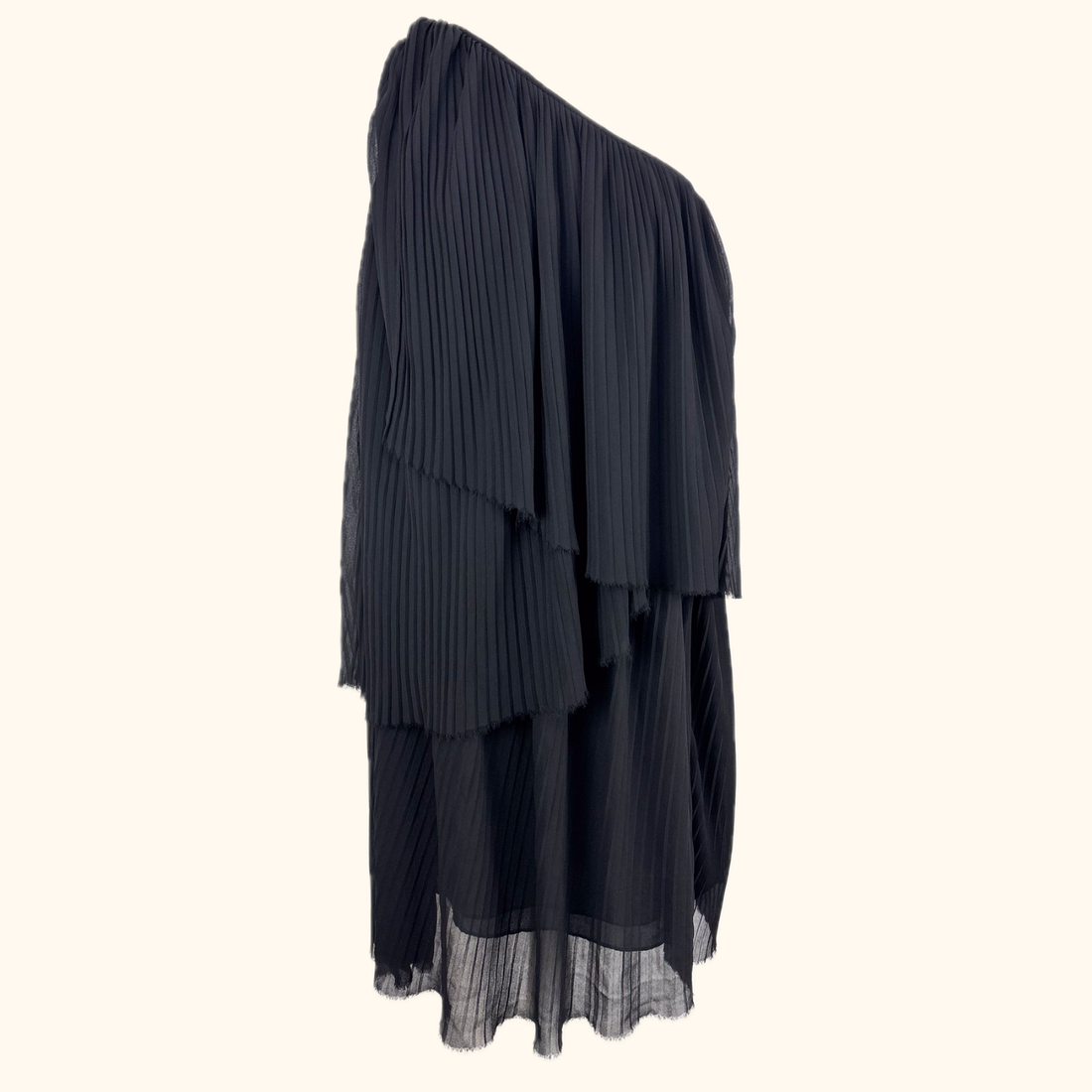 Michael Kors One Shoulder Tiered Black Ruffle Dress - Size Large Michael Kors