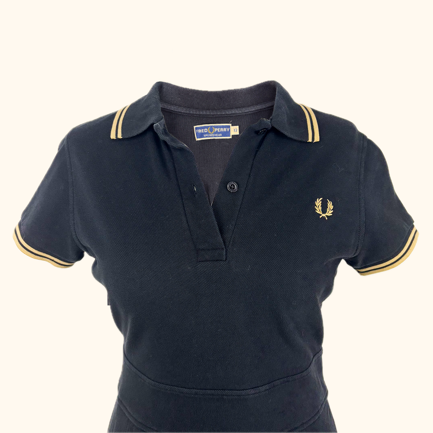 Fred Perry Black Tipped Pleated Tennis Dress - Size 12 - - Dresses
