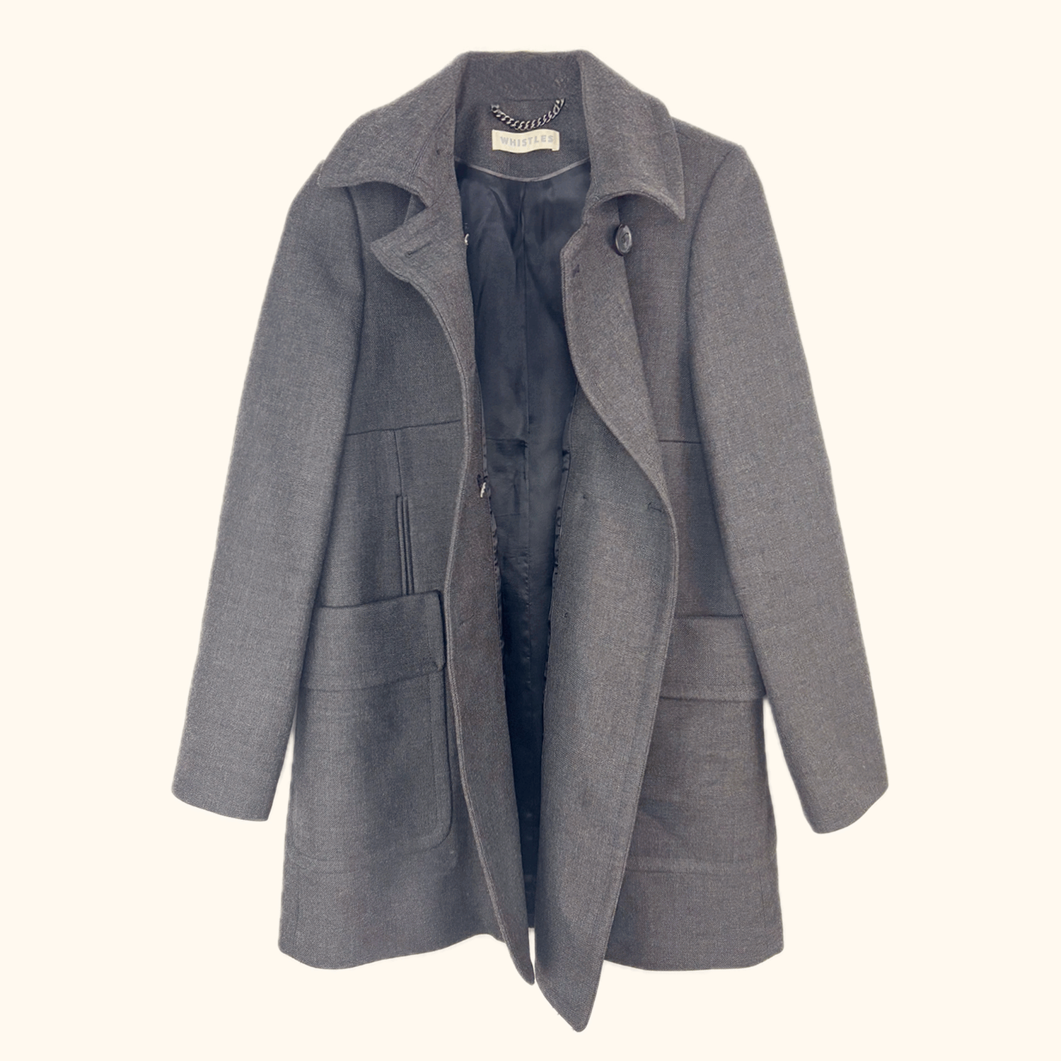 Whistles Charcoal Grey Mid-Length Peacoat - Size 10 Whistles
