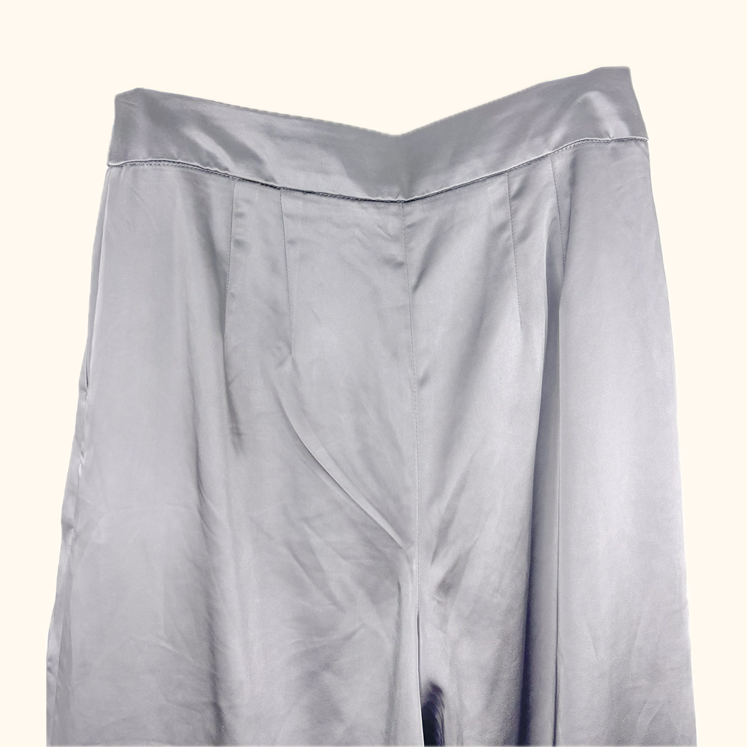 Express Wide Leg Satin Grey Tailored Trousers - Size 8S - - Jeans & Trousers