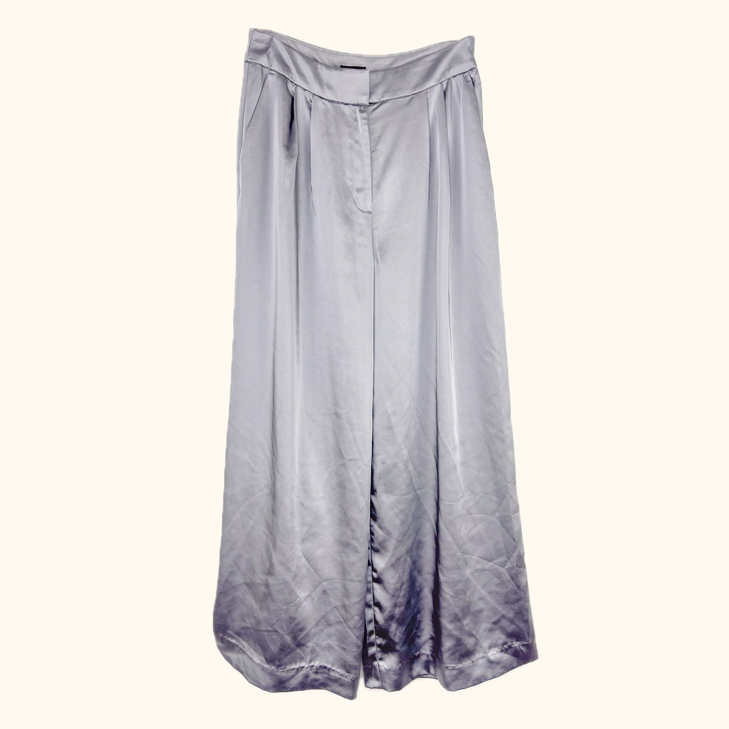 Express Wide Leg Satin Grey Tailored Trousers - Size 8S - - Jeans & Trousers