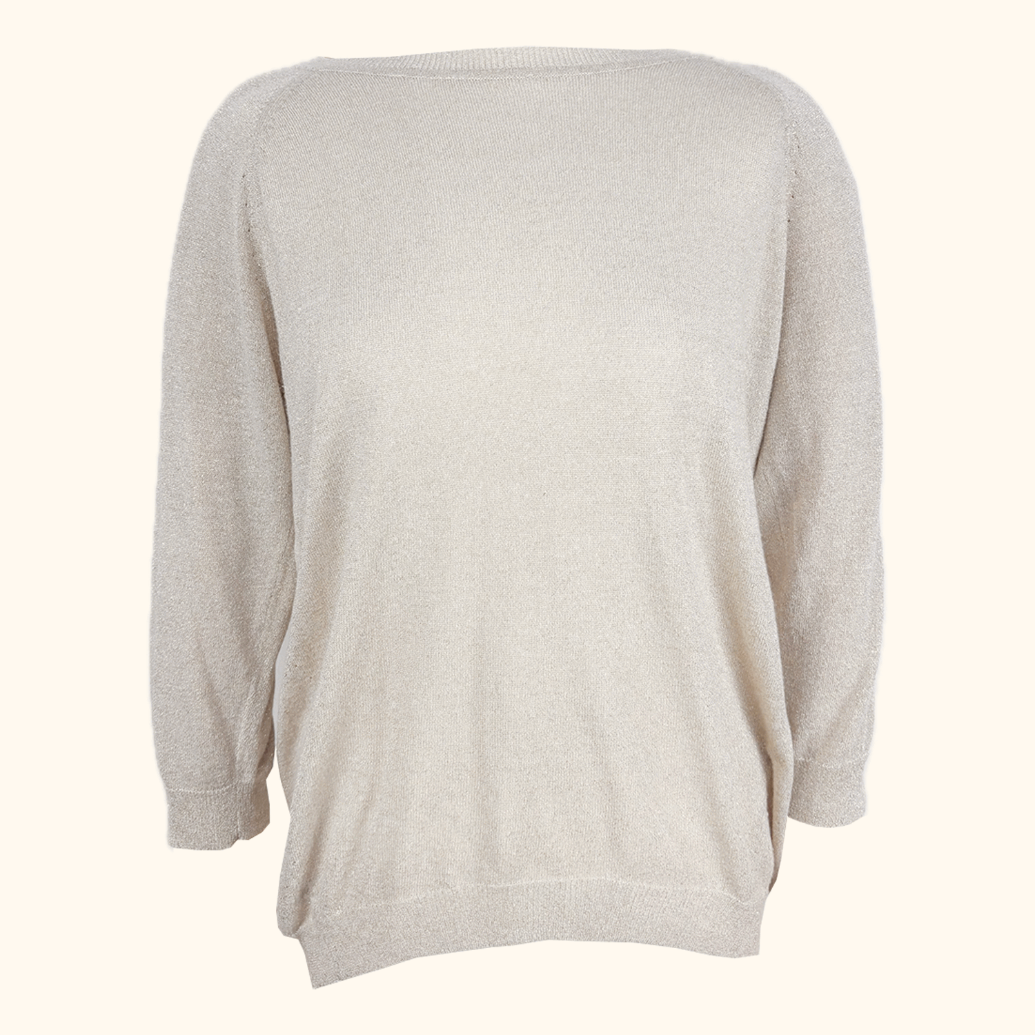 Whistles Cream Metallic Long Sleeve Top - Size 10 Whistles