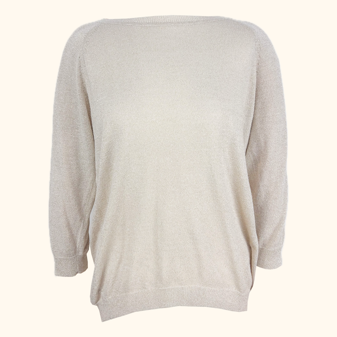 Whistles Cream Metallic Long Sleeve Top - Size 10 Whistles