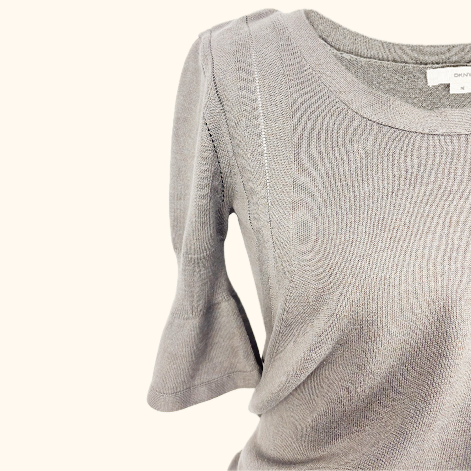 DKNY Mid Brown 100% Puff Sleeve Top - Size Medium DKNY