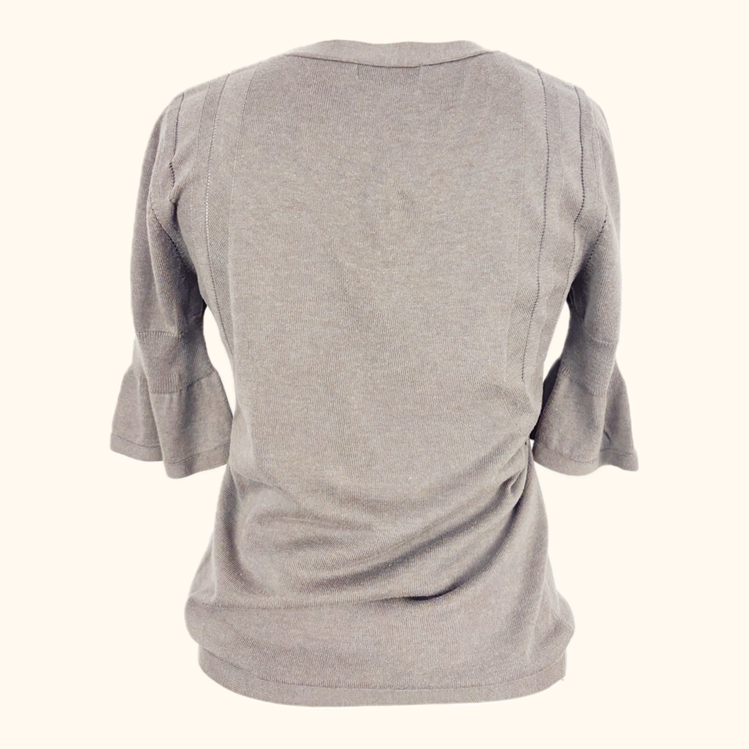 DKNY Mid Brown 100% Puff Sleeve Top - Size Medium DKNY