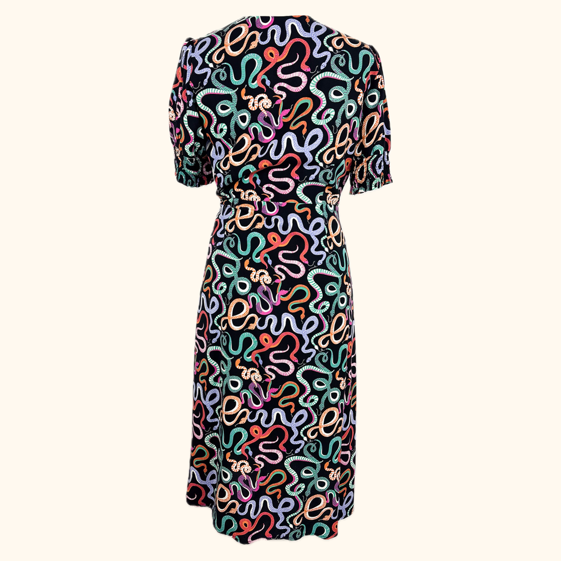 Joanie Savannah Multi Snake Print Wrap Midi Dress - Size 10 Joanie