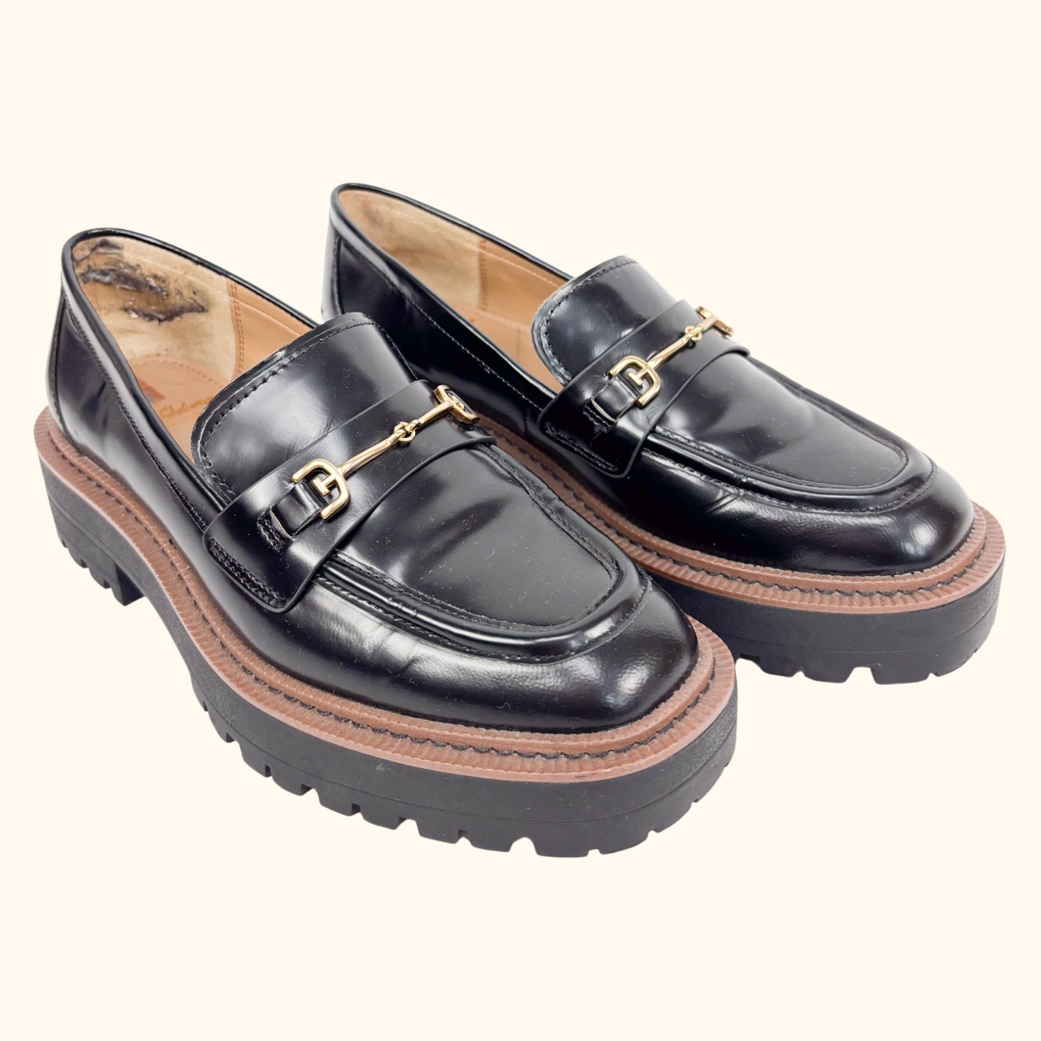 Sam Elderman Laurs Black Leather Loafers - Size 7 Sam Elderman