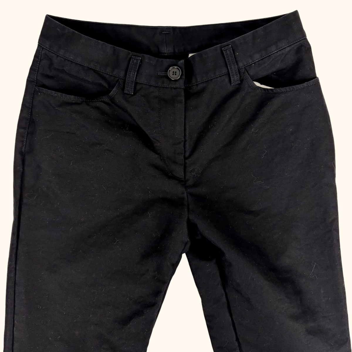 Arket Black 100% Cotton Twill Cropped Trousers - Size 10