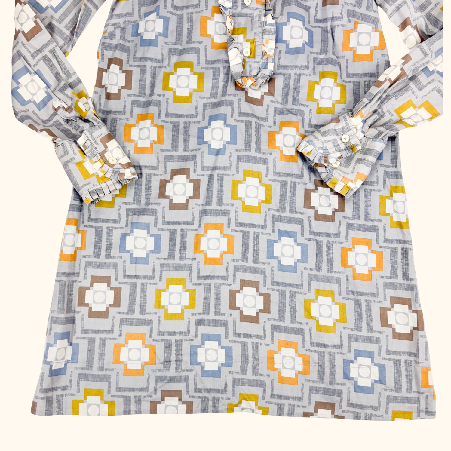 Orla Kiely Geometric Grey Multi Cotton Dress - Size 6 - - Dresses