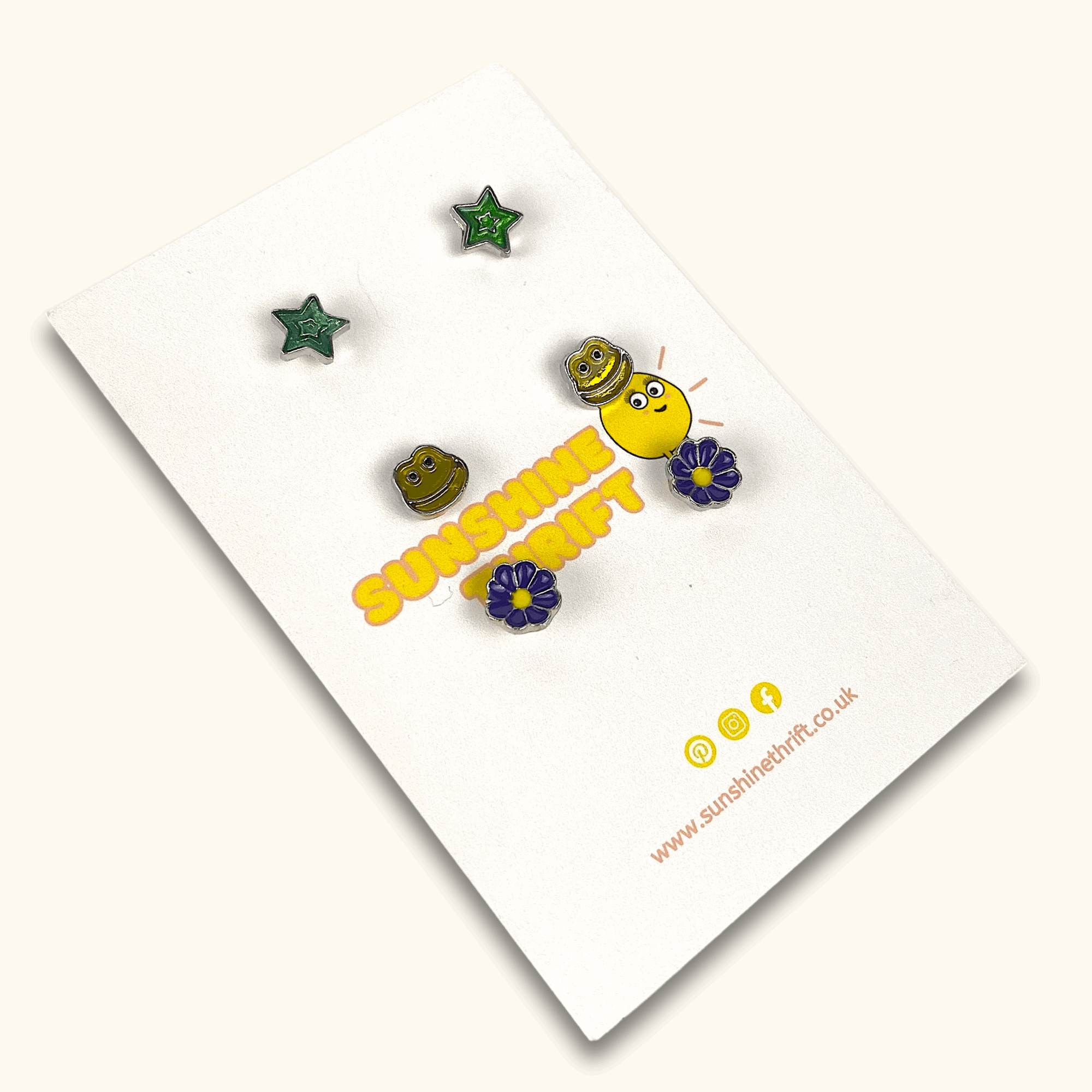 Unique Colourful Stud Earrings - Pack of Three -  - Jewellery